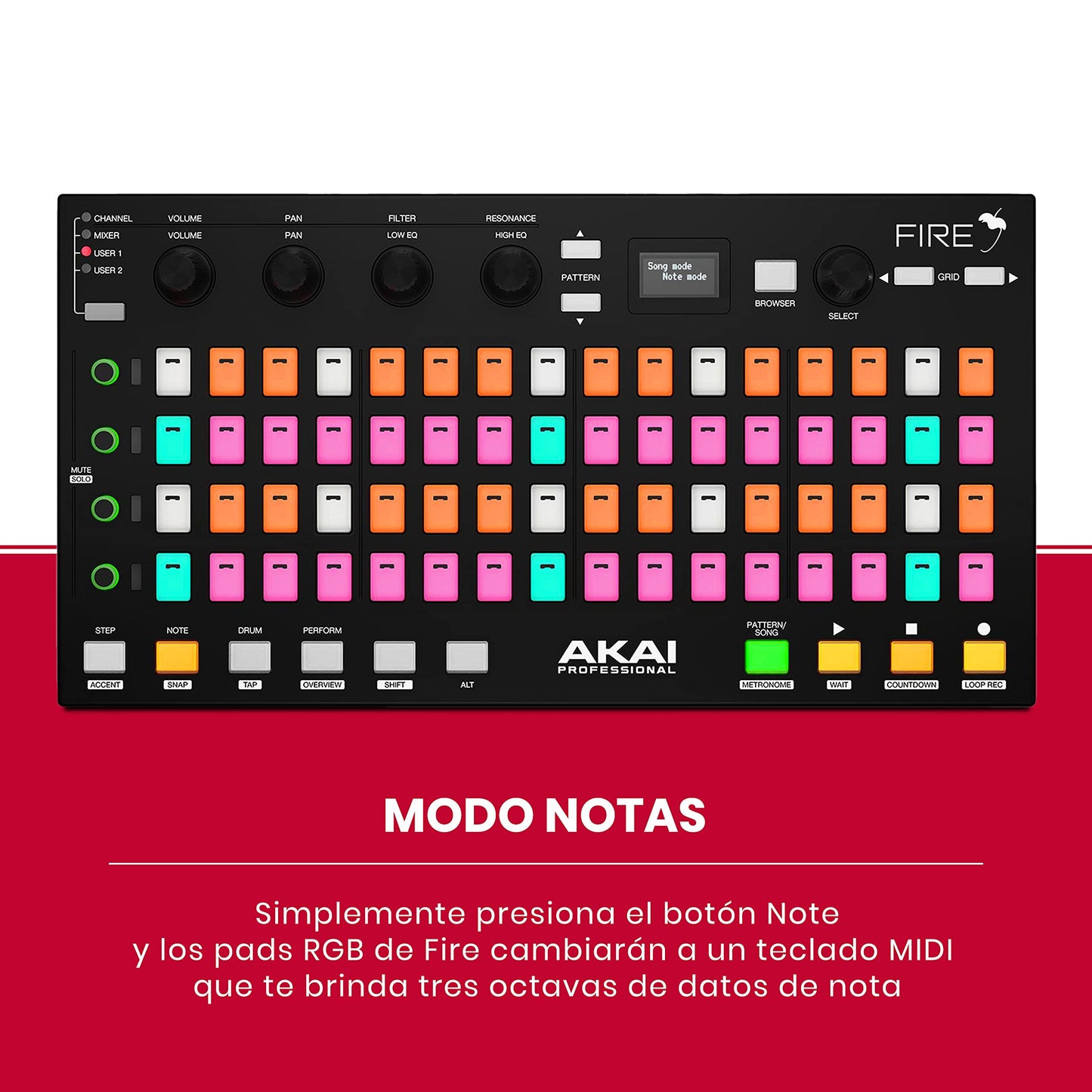 AKAI Professional FIRE Software Bundle - Controlador MIDI USB para FL Studio con matriz de 64 clips, drum pads y Software FL Studio Fruity Edition