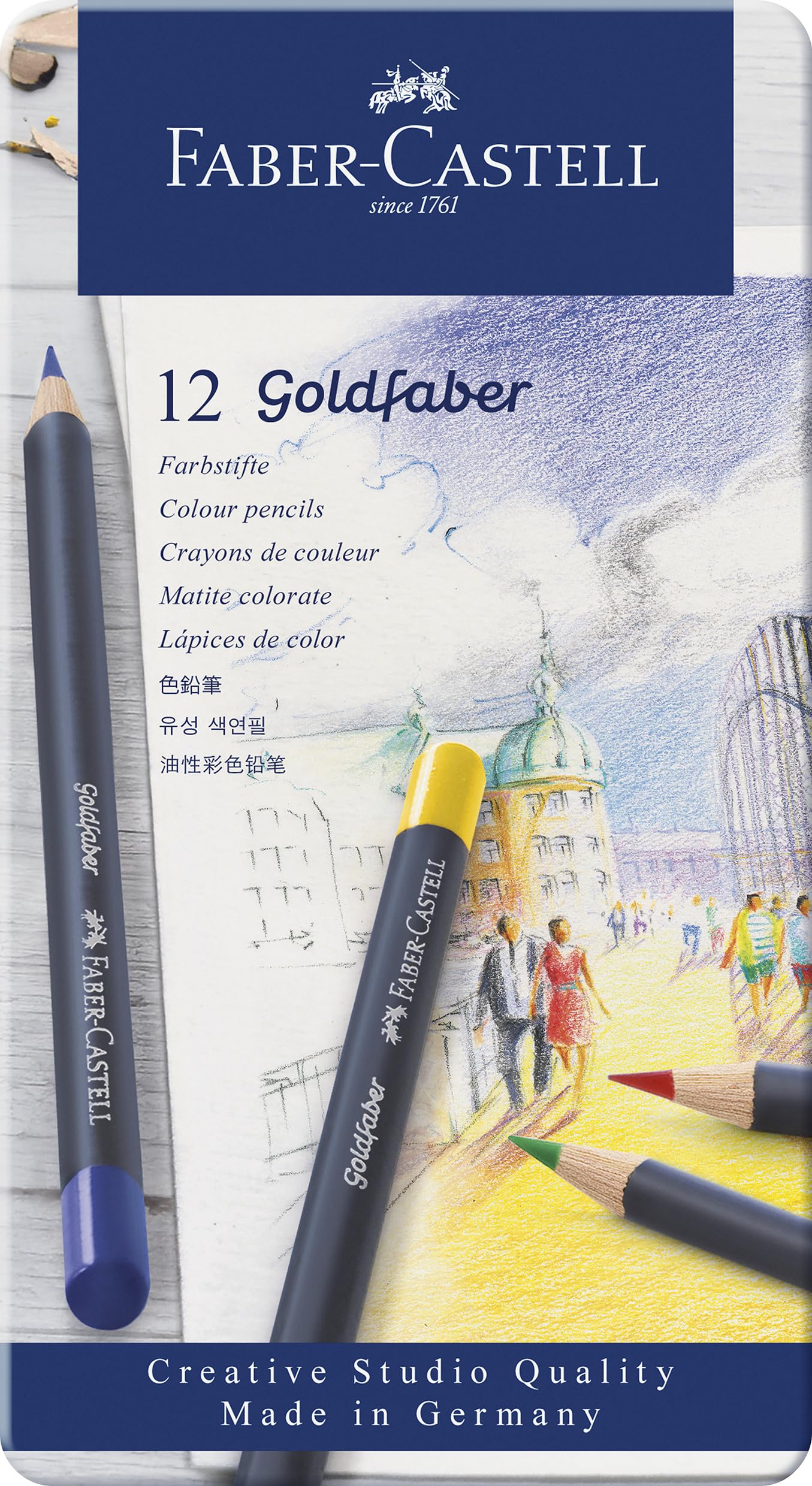 Faber-Castell Colores Goldfaber para Arte con 12 colores elaborados con excelente resistencia a la luz y a caídas, son ideales para artistas profesionales y aficionados que buscan proyectos creativos