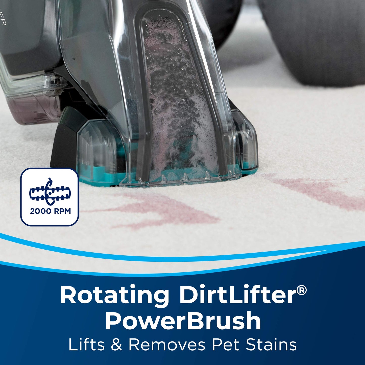 Bissell 2837 - Borrador de Manchas para Mascotas, 20 Minutos de Funcionamiento, DirtLifter PowerBrush, Herramienta estacionaria para Mascotas, fórmula oxy Spot & Stain Incluido, 2837