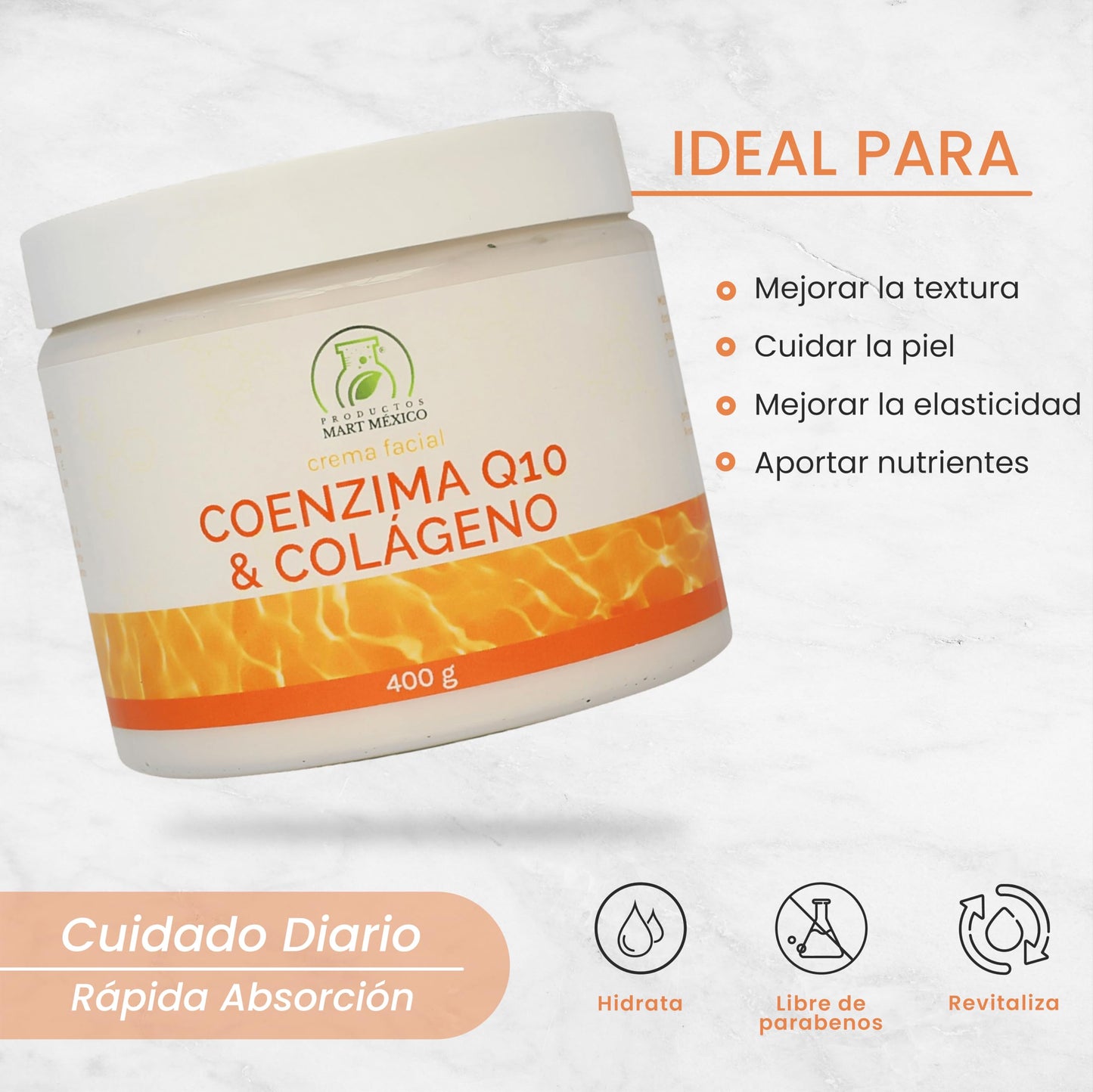 Crema Facial Coenzima Q10 & Colágeno Piel Firme Productos Mart Mexico 400g