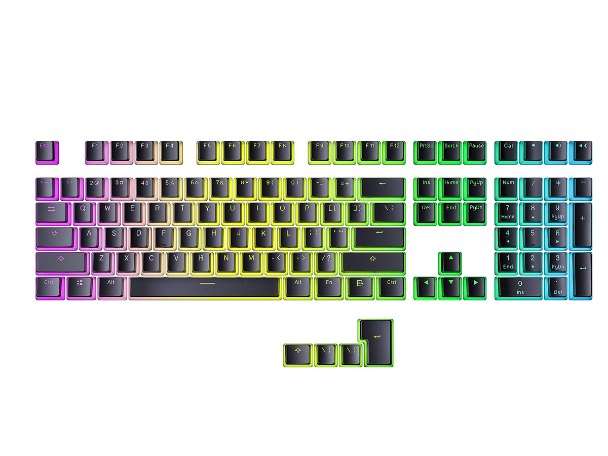 Teclas PBT Ranked Negro Diseño Translúcido para Teclado Mecánico RGB Juegos Perfil OEM 112 ANSI e ISO