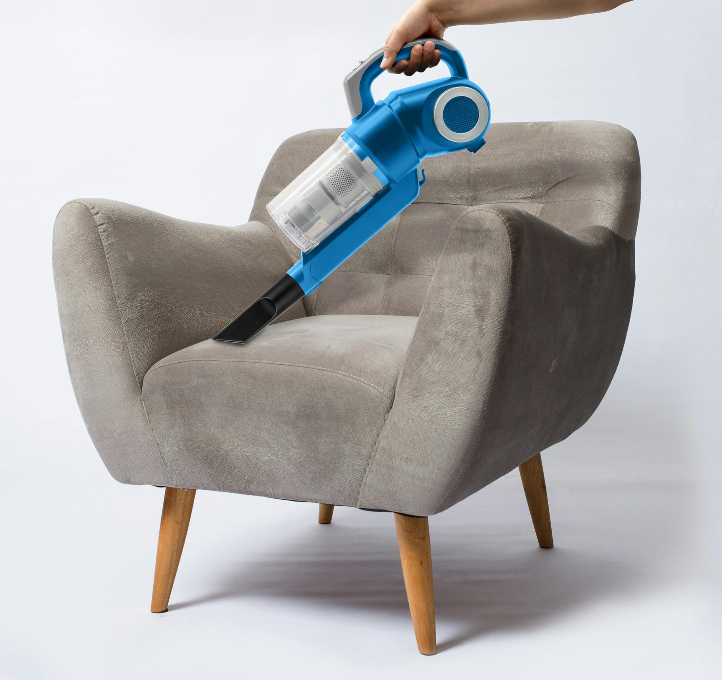 Koblenz Lyra, Aspiradora Vertical Ciclónica 3-en-1, Stick Vac, Aspiradora de Mano y de Bastón, Cable de 5m, Copa de Polvo de 400ml, Sin Bolsa, 2 Sistemas de Filtrado, Accesorios Incluidos, Color Azul
