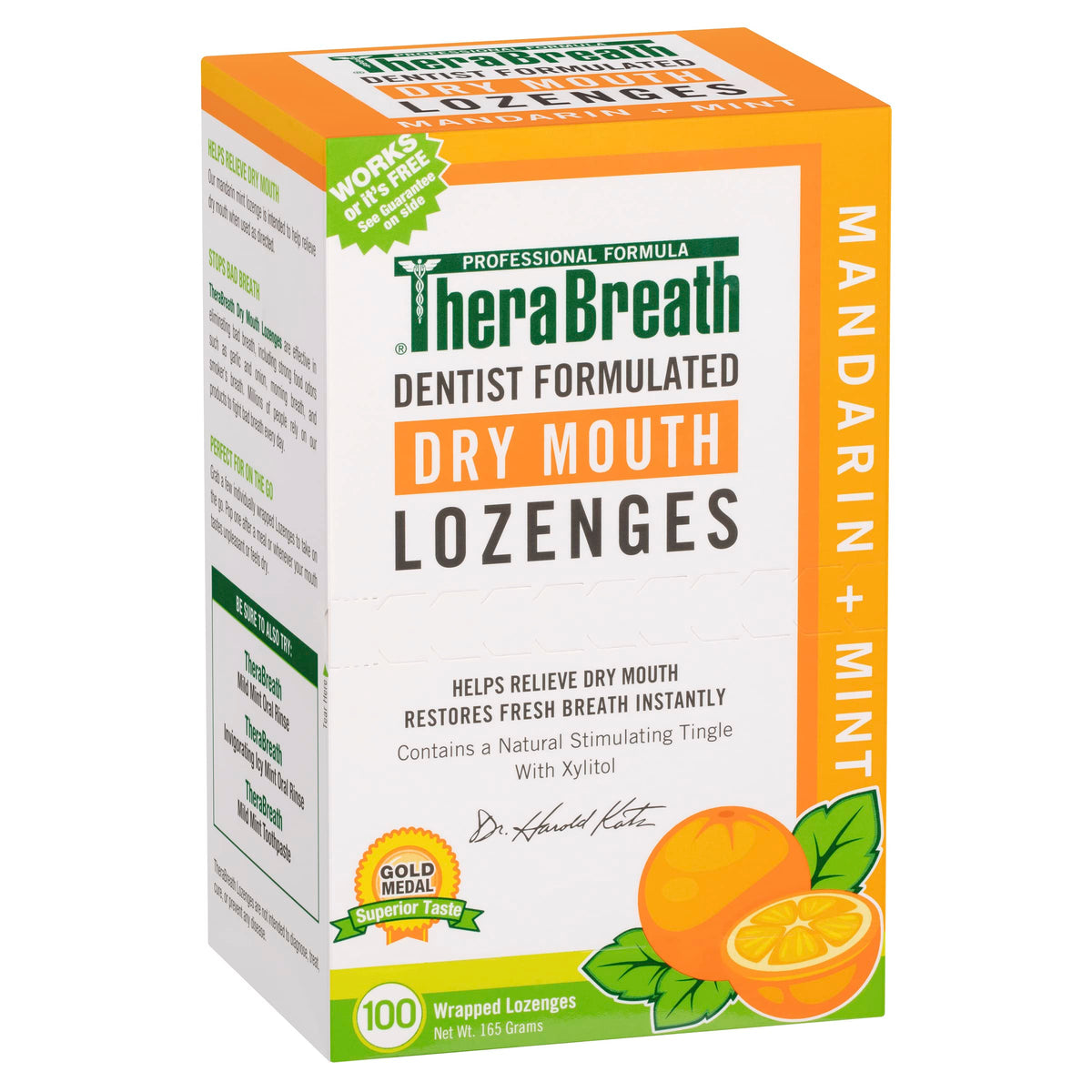 Pastillas para Boca Seca TheraBreath Mandarina Menta Sin Azúcar Recomendadas por Dentistas