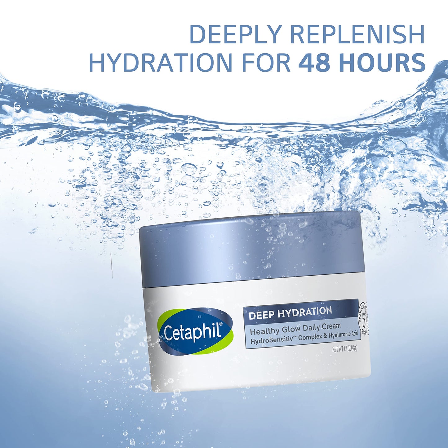 CETAPHIL Deep Hydration Healthy Glow Daily Face Cream, 1.7 oz, 48 Hour Dry Skin Face Moisturizer for Sensitive Skin, With Hyaluronic Acid, Vitamin E & Vitamin B5