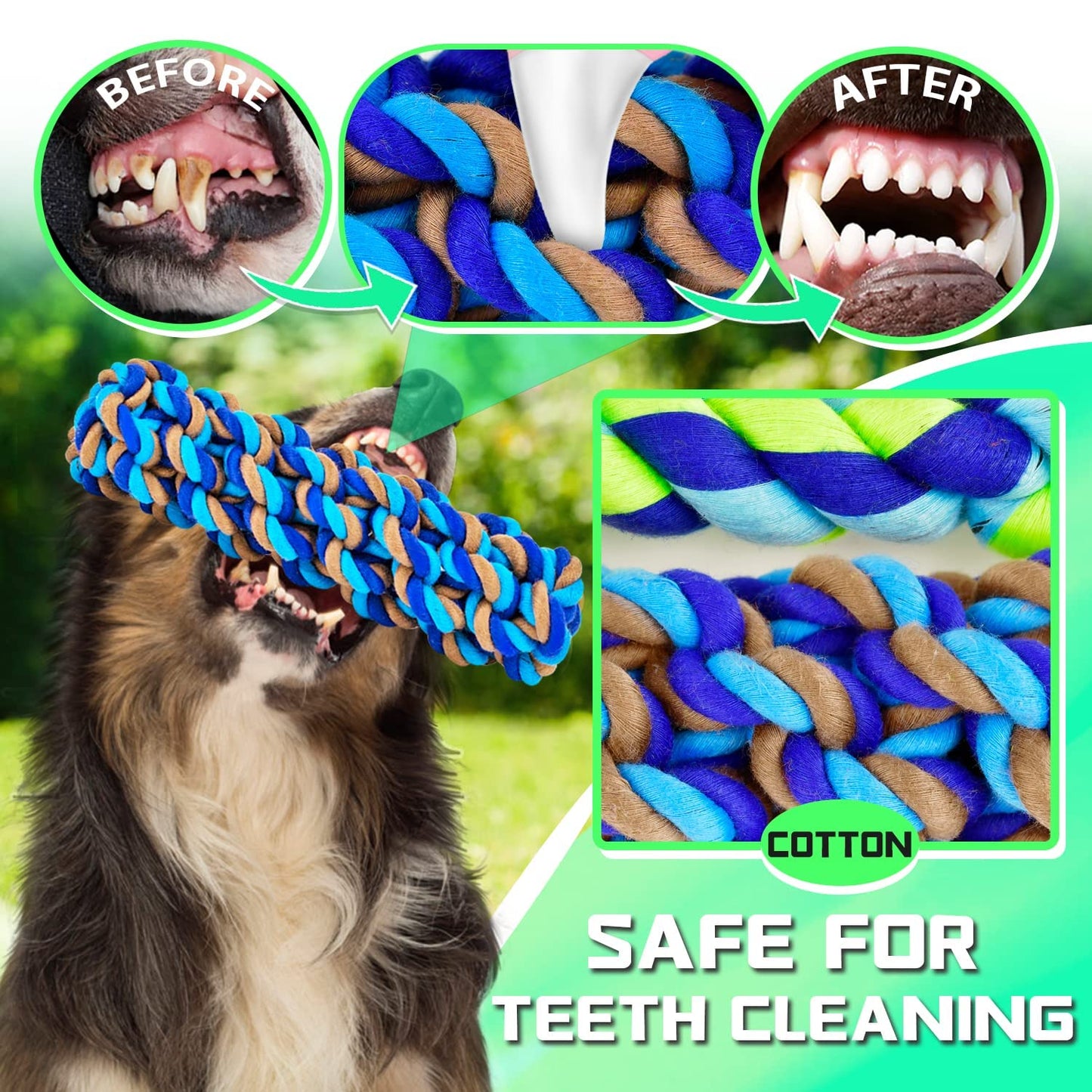 Juguetes para masticar perros XL para masticadores agresivos de raza grande, paquete de 14 juguetes resistentes para perros indestructibles para masticar agresivos, juguetes duraderos para masticar cachorros para dentición, juguetes de cuerda de algodón r