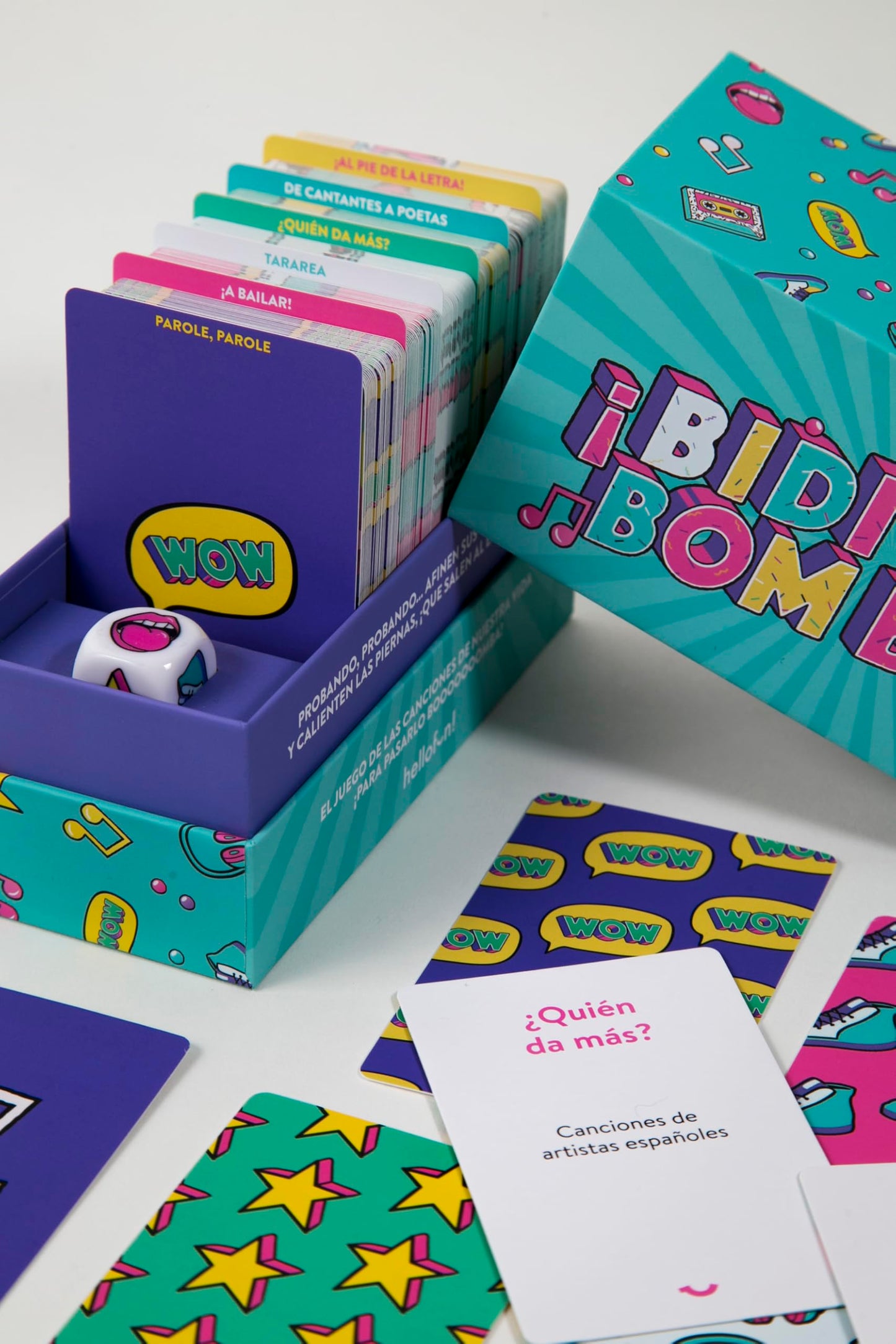 Hellofun! Bidi Bidi Bom Bom, el Juego de Mesa y Regalo Perfecto para los Amantes de la música: ¡Casi 200 Pruebas para Poner a Prueba tu Talento!