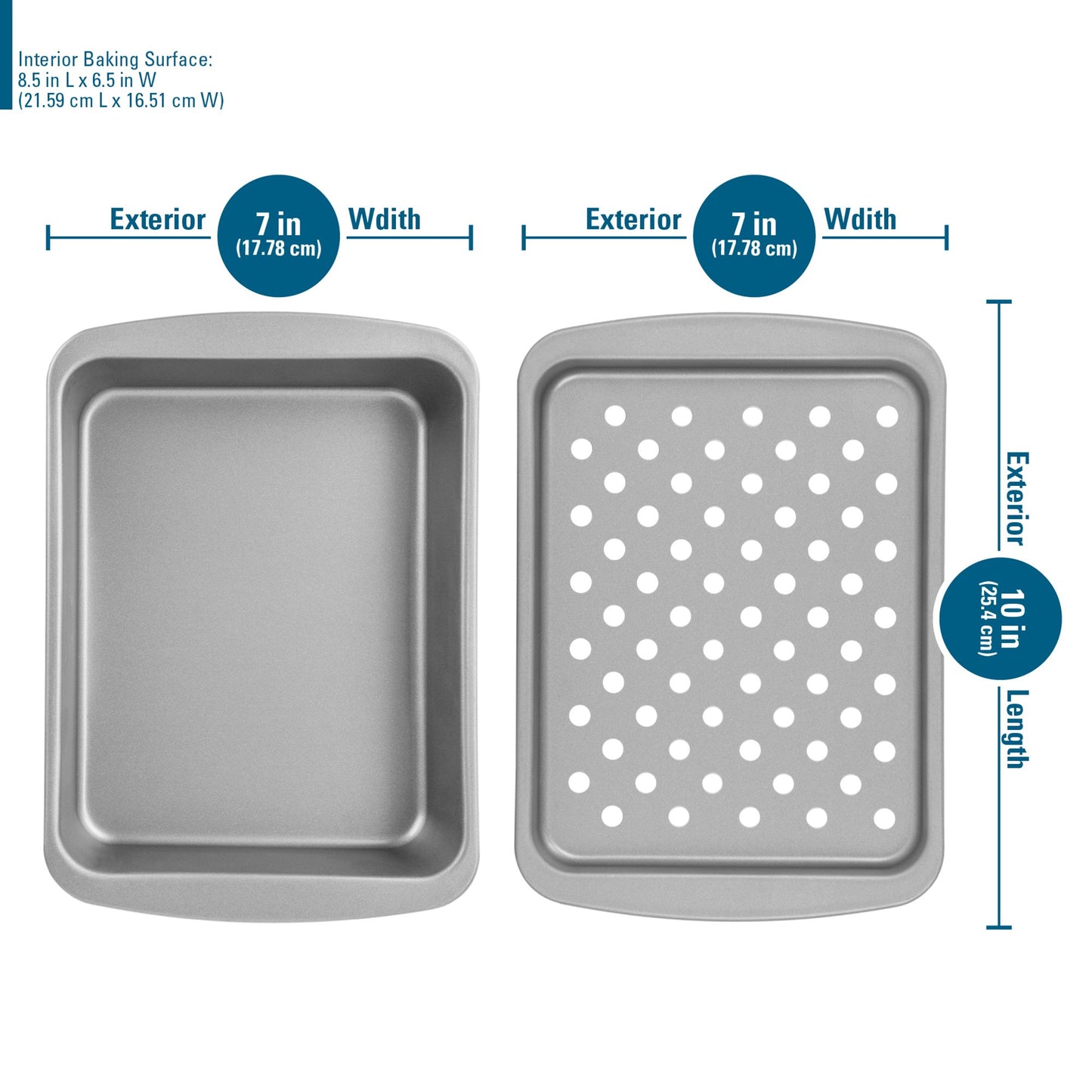G & S Metal Products Company OvenStuff Juego de tostador antiadherente para horno, asar y asar, 6.5 x 1.8 x 8.5 pulgadas, gris