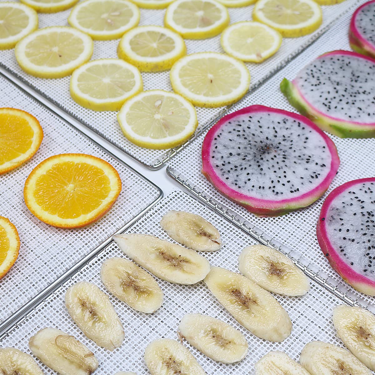 Kispog Láminas de deshidratador de silicona para frutas, Jerky, hierbas de malla secadora 30,5 x 33 cm, paquete de 6