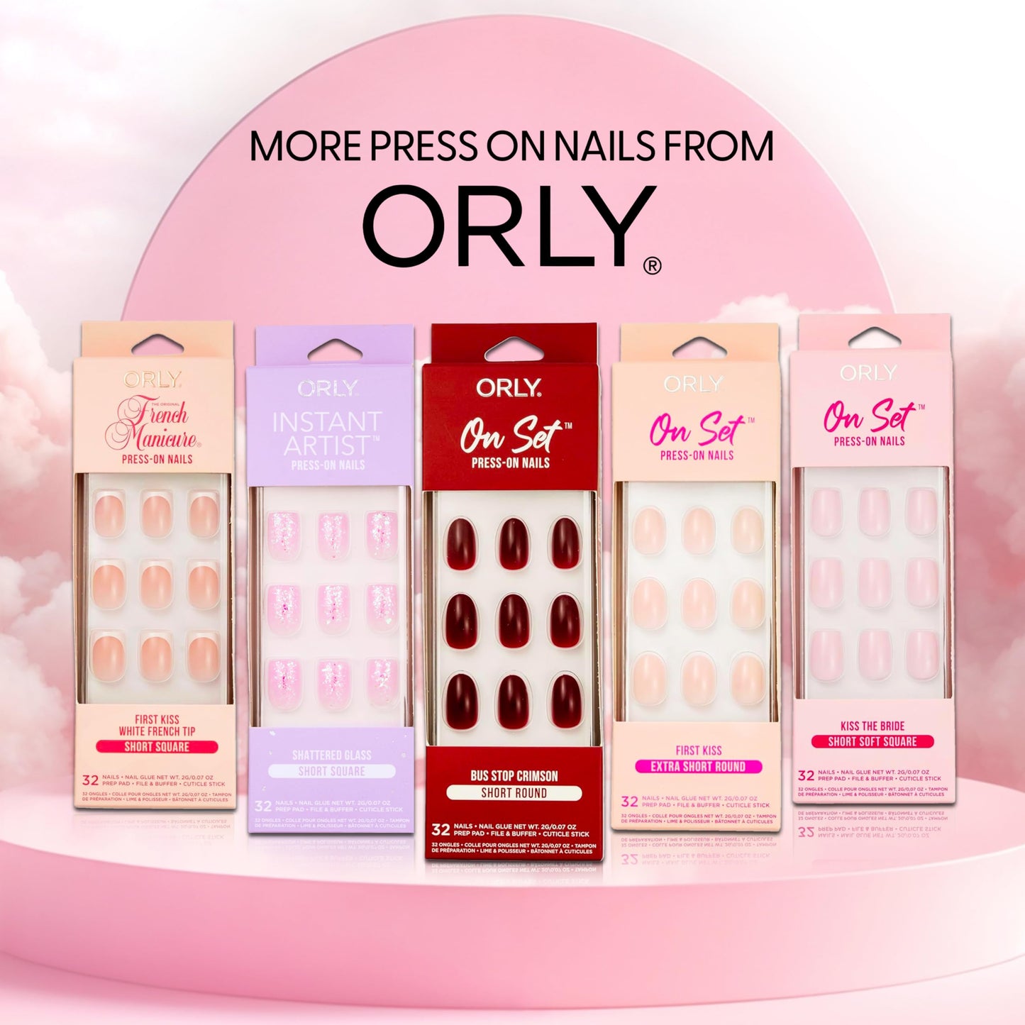 Orly Uñas postizas ORLY | Diseños almendrados, cuadrados, punta francesa, cortos y largos (punta francesa Kiss the Bride (almendra corta))