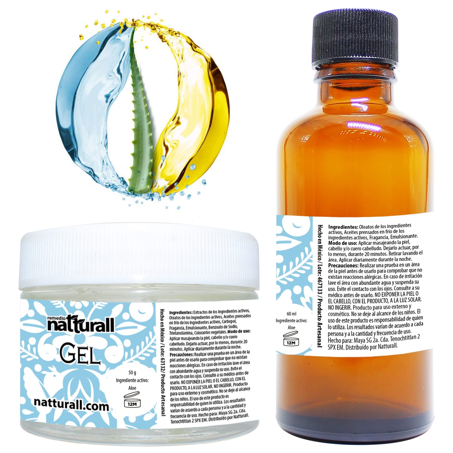 Pack Facial de Gel Orgánico de Aloe Vera (50g) y Aceite de Aloe Vera (60ml) - Tratamiento Facial Natural y Nutritivo