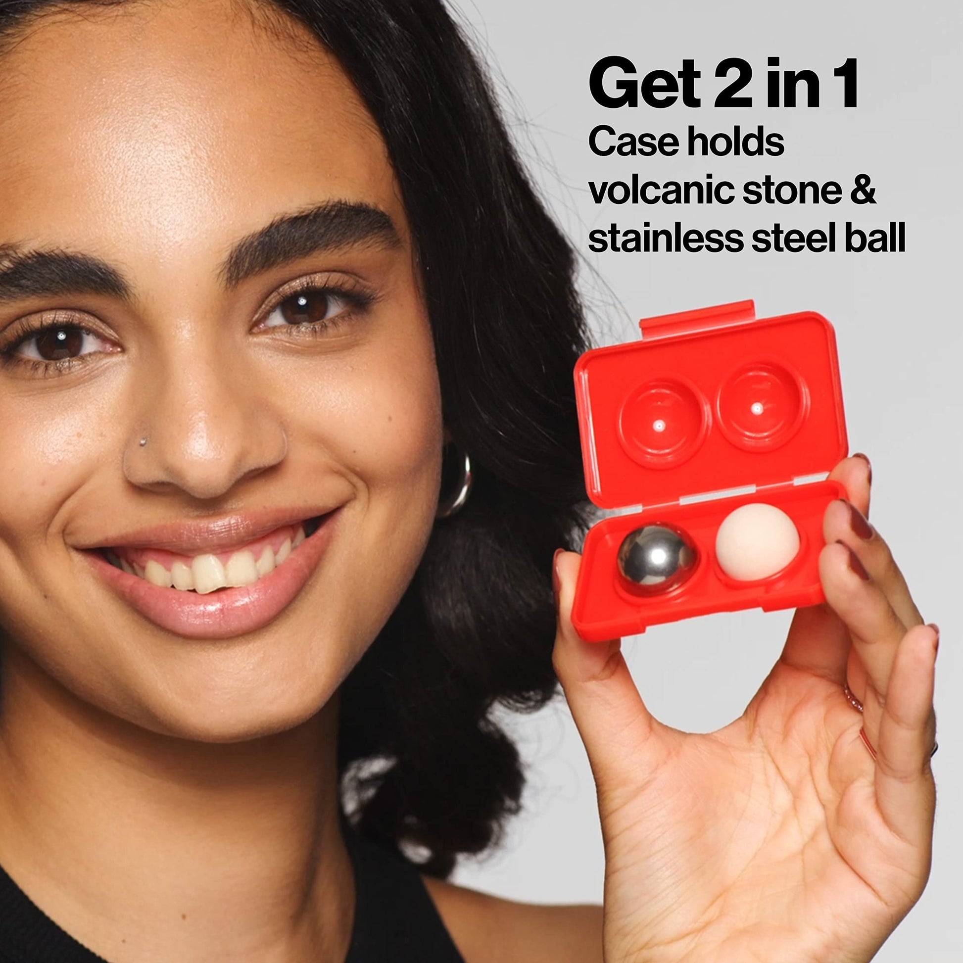 Revlon Oil Absorbing & Cooling Facial Roller Refill Pack with Stainless Steel & Lava Stones in Storage Case, Eco-Friendly, Easy to Clean, 1 count