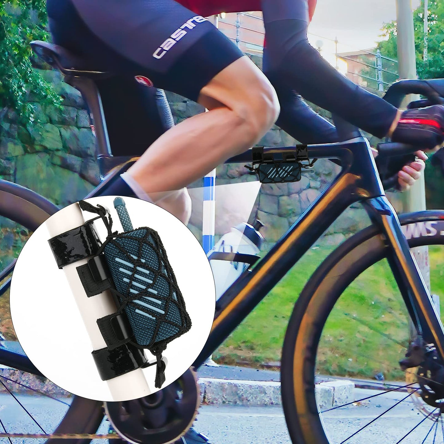 Soporte de Metal TXEsign Negro para Altavoz pequeño portátil con Correa Ajustable Compatible con Go para Bicicleta, Carrito de Golf o Baranda de Barco