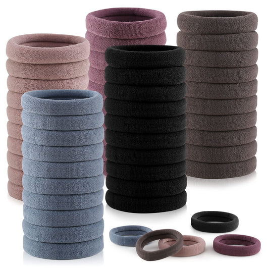Paquete de 100 Ligas Elásticas para Cabello en Color Oscuro - Accesorios de Algodón para Coleta, Scrunchies Sin Costura - Ideal para Mujer y Niña