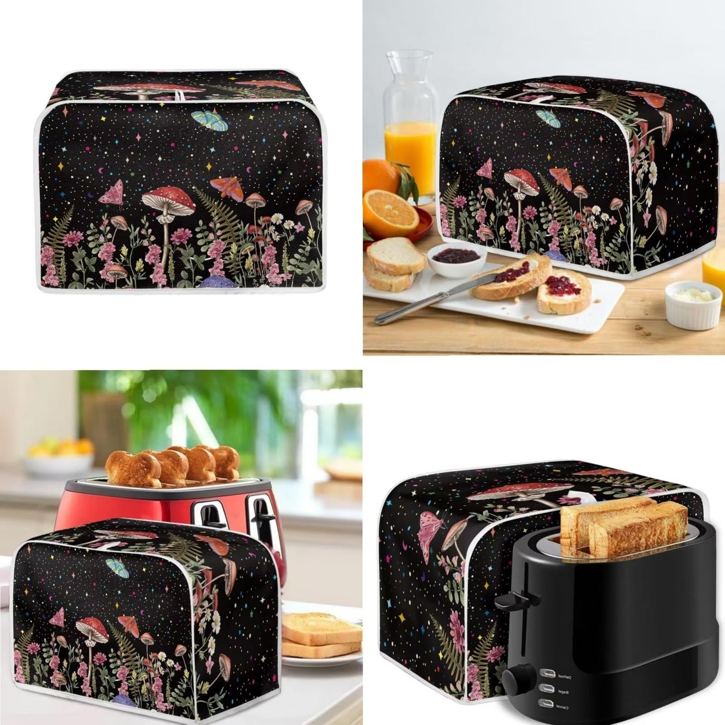 Psesaysky - Cubiertas para tostador de mariposas de hongos, cubierta contra el polvo, horno para hacer pan, tostador universal, 2 rebanadas, impermeable, fundas protectoras para hornear para mantener