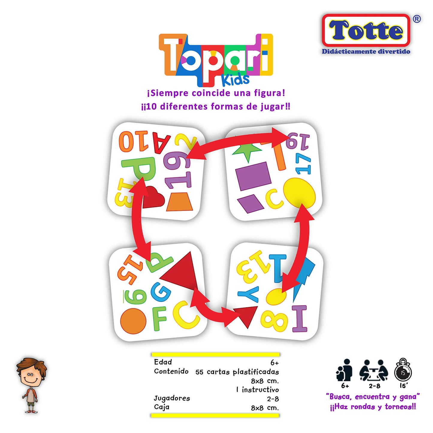 Juego de Cartas Topari Totte Siempre Coincide Una Figura 10 Formas de Jugar para Niños