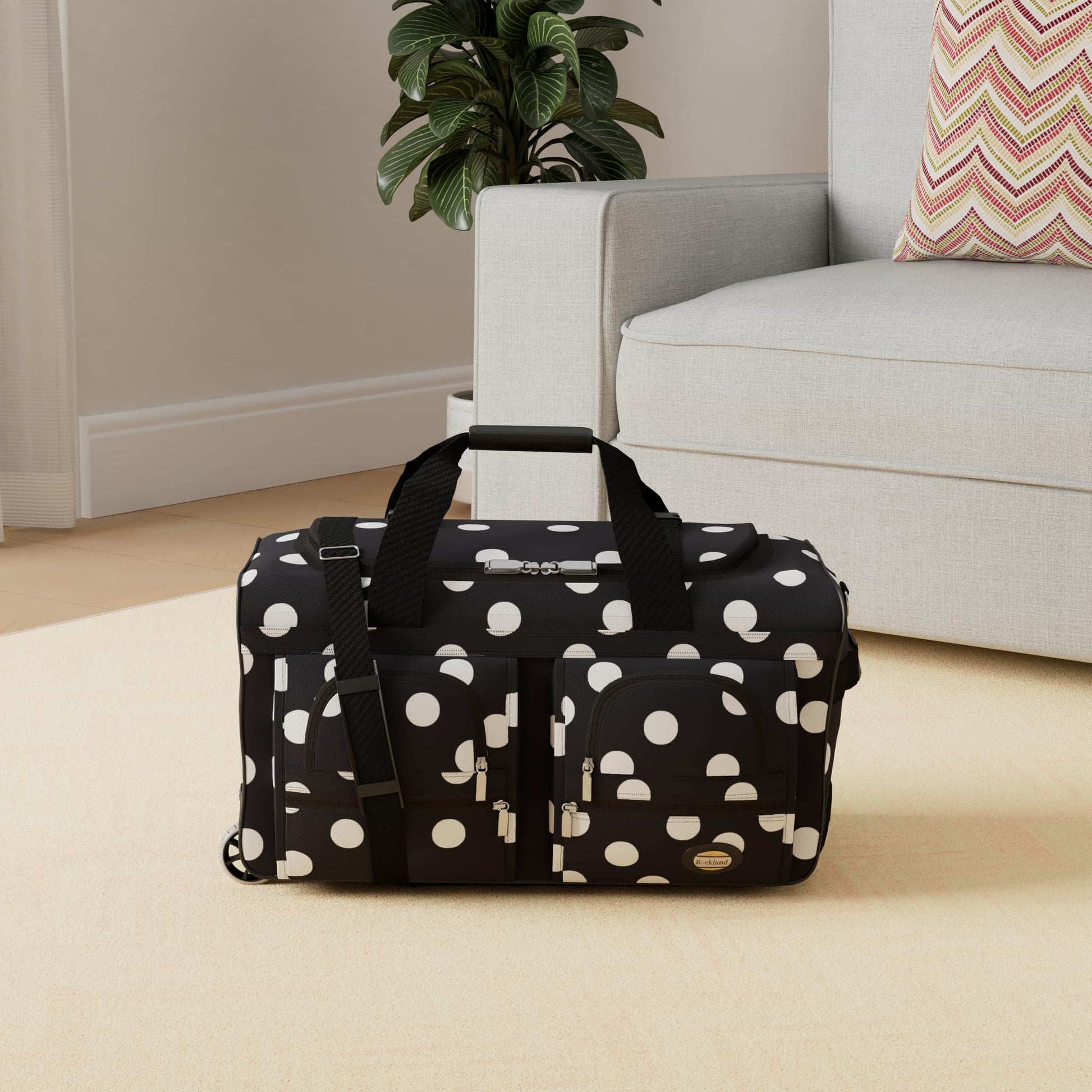 Bolsa de Lona con Ruedas Rockland Negro Blackdot