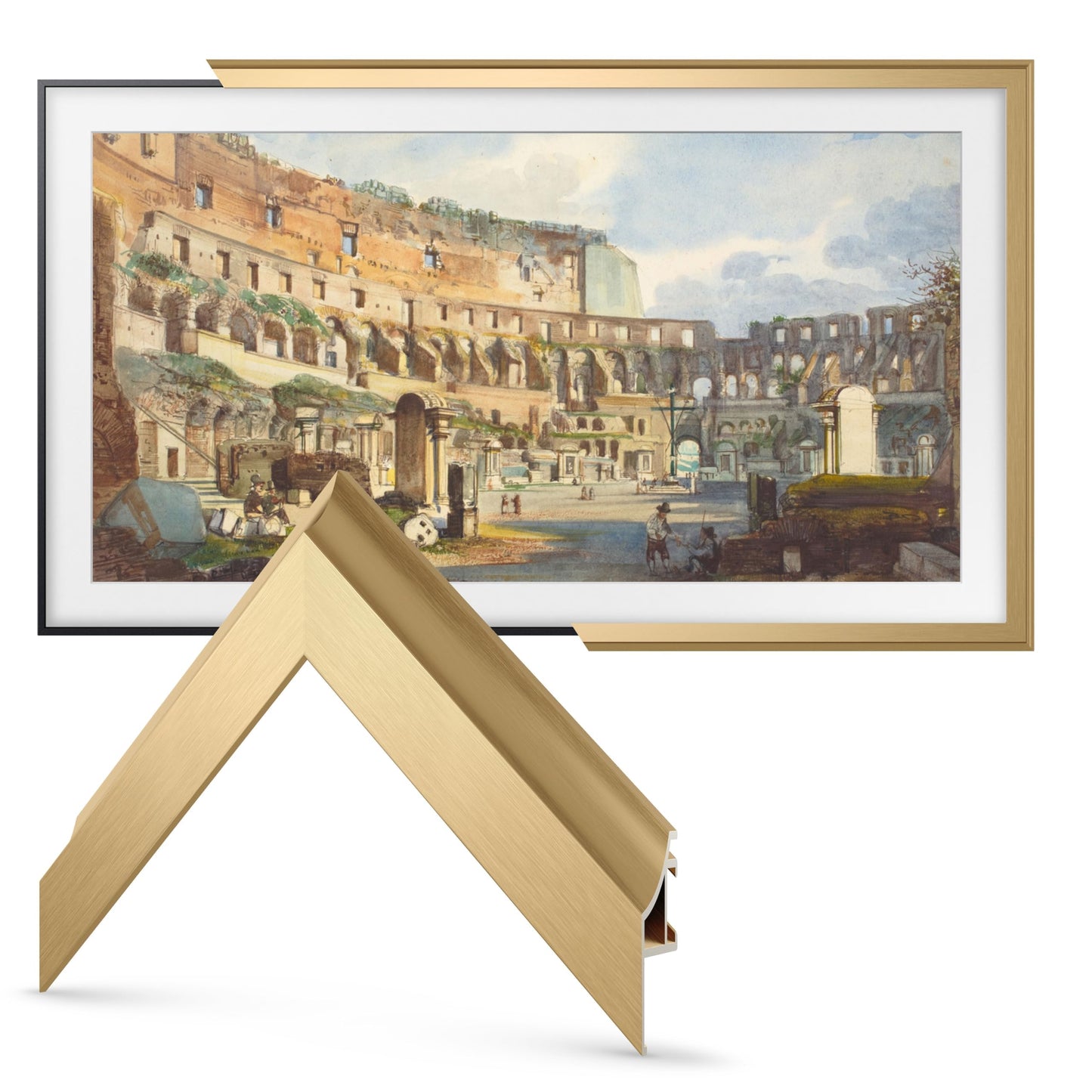 Frame My TV Deco - Marcos de aleación para TV, bisel dorado pálido, compatible solo con Samsung The Frame TV y Pro (32 pulgadas, compatible con 2021-2025)