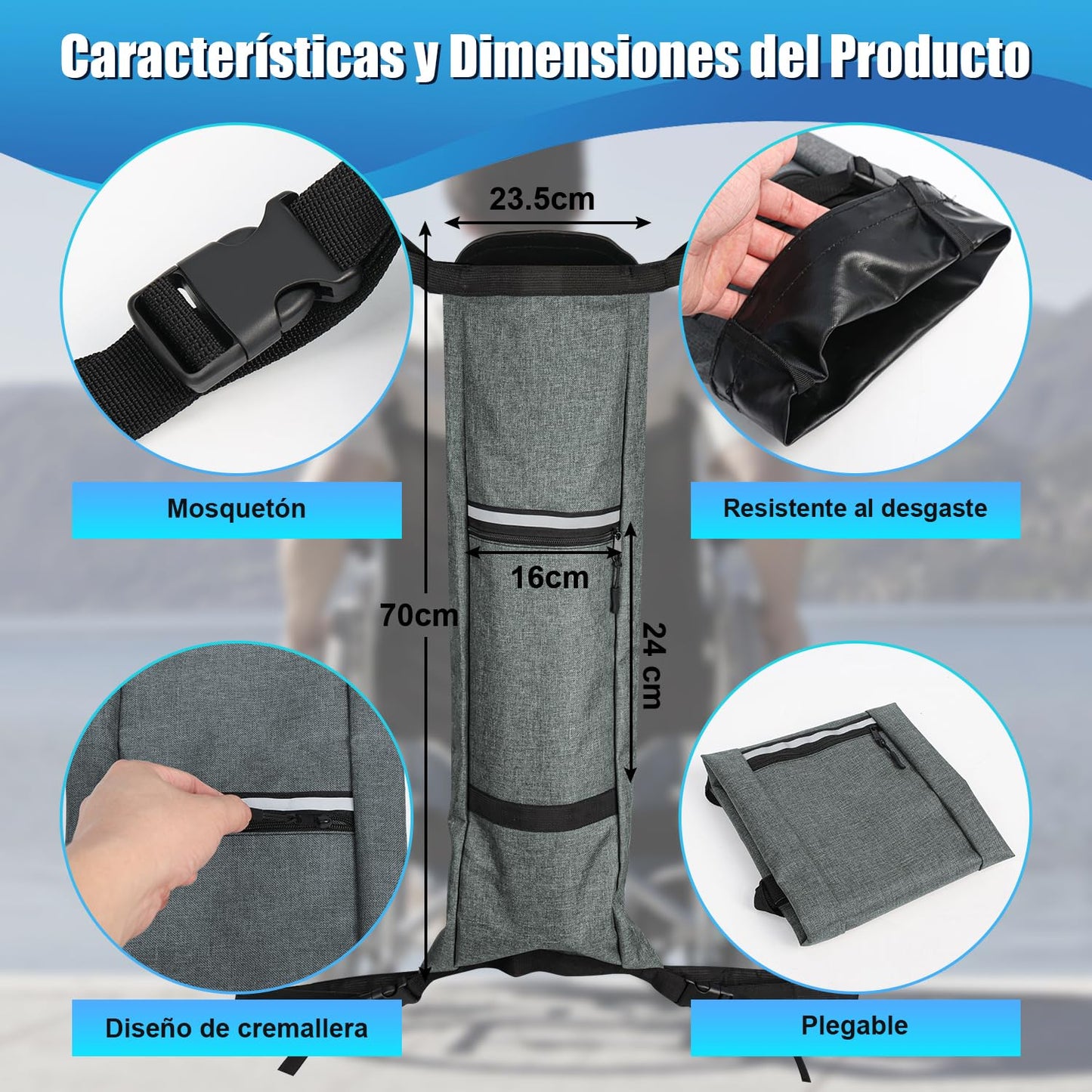 Bulaned Bolsa Portátil para Tanque de Oxígeno, Bolsa Cilíndrica de Oxígeno, Soporte para Tanque de Oxígeno para Silla de Ruedas con Hebillas, Bolsa Cilíndrica Ajustable, Bolsa para Tanque de Oxígeno
