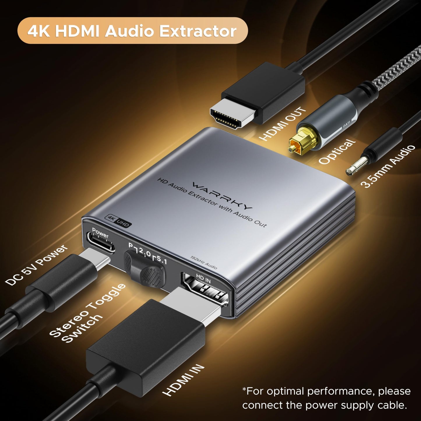 HDMI a TV, altavoces y auriculares extractor HA01