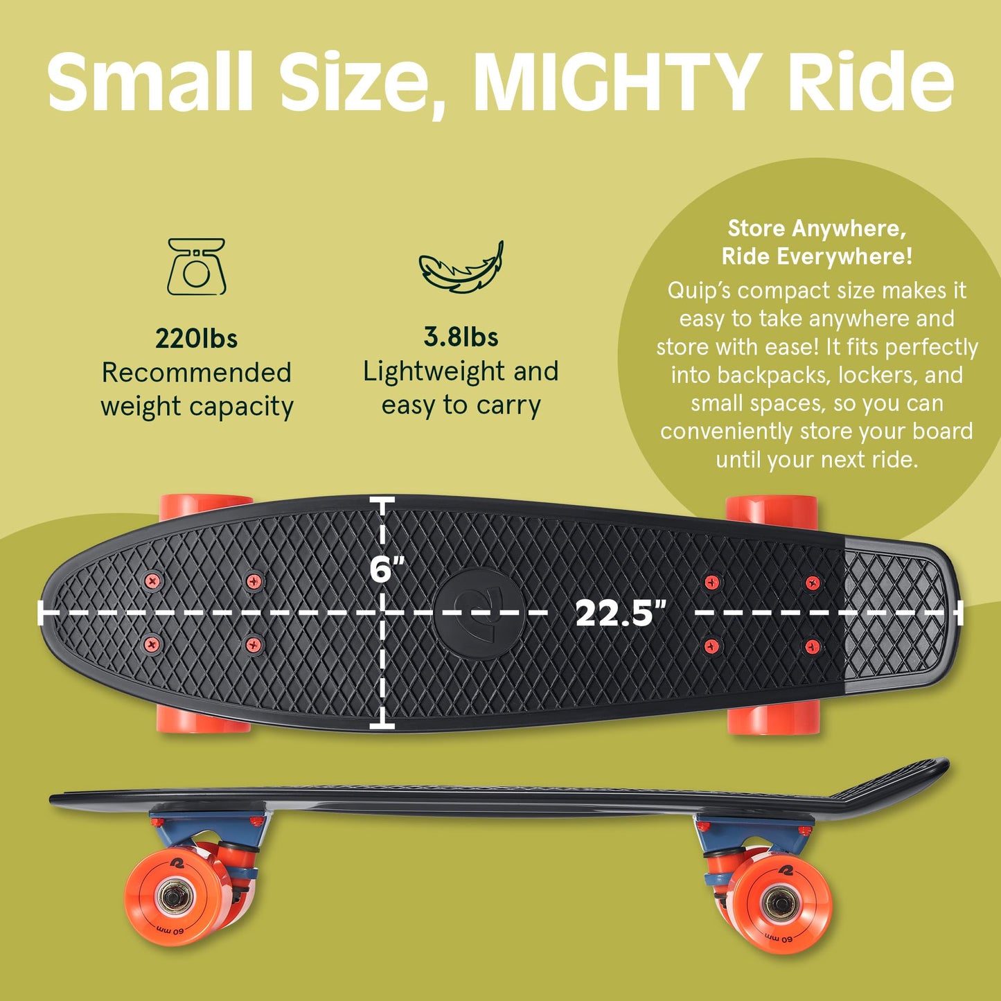 Monopatín Retrospec Retro Clásico 22.5 Pulgadas con Rodamientos ABEC 7 y Ruedas de Poliuretano