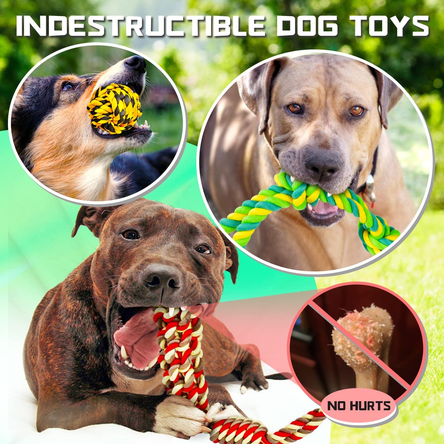 Juguetes para masticar perros XL para masticadores agresivos de raza grande, paquete de 14 juguetes resistentes para perros indestructibles para masticar agresivos, juguetes duraderos para masticar cachorros para dentición, juguetes de cuerda de algodón r