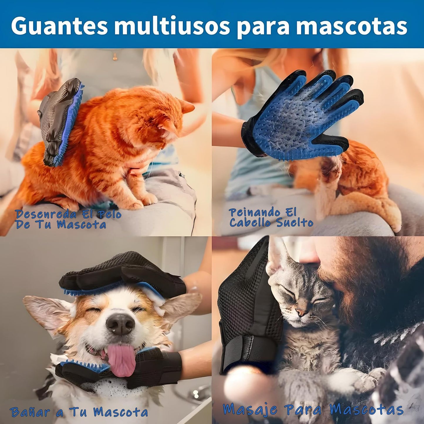 Cepillo Vapor para Mascotas NUOWEI 5 Piezas con Guantes y Cortauñas para el Cuidado Integral de Mascotas