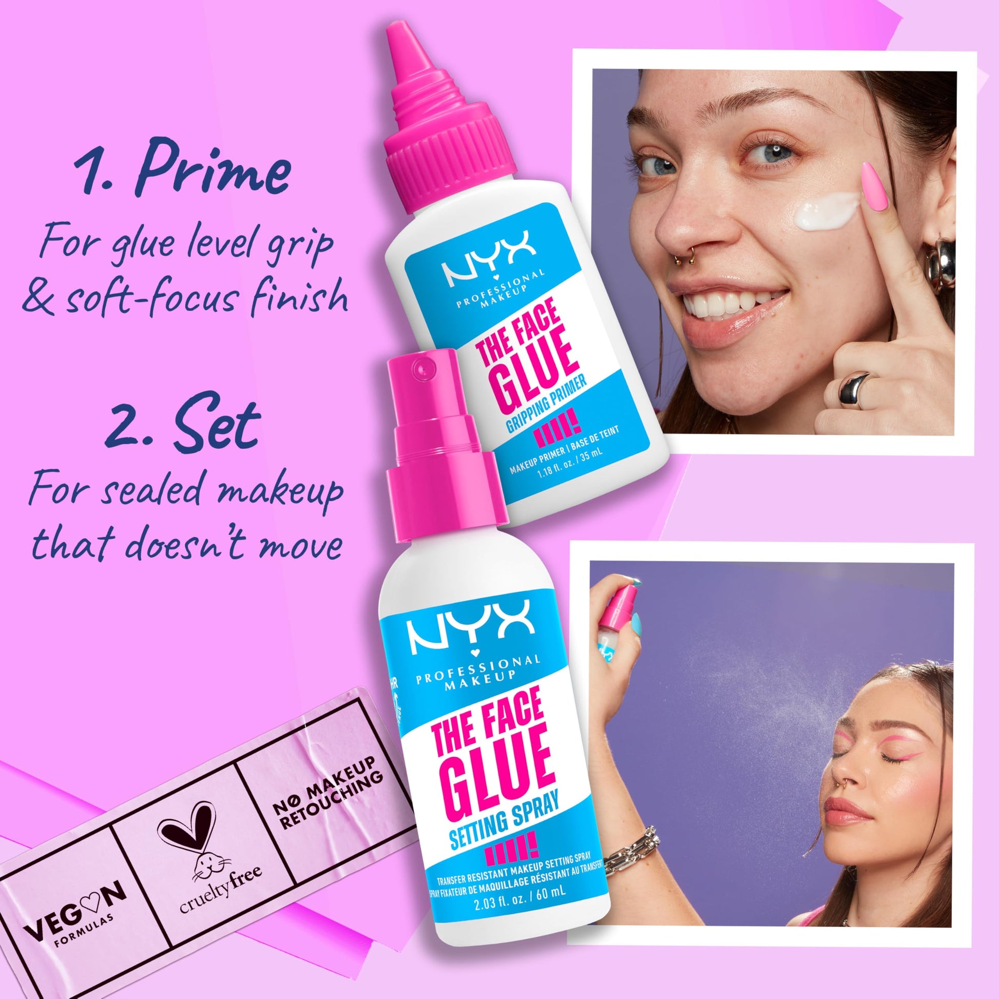 NYX PROFESSIONAL MAKEUP FACE GLUE SPRAY FIJADOR DE MAQUILLAJE (TRANSPARENTE)