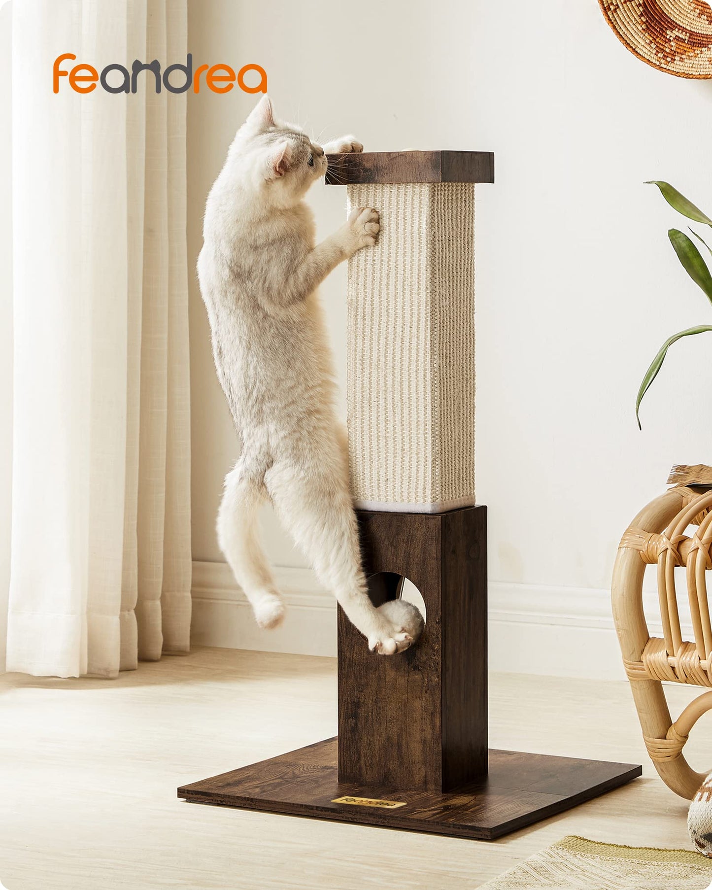Feandrea Poste de Rascado para Gatos, 73 cm, Rascador de Sisal, Marrón Rústico MPCA021X01