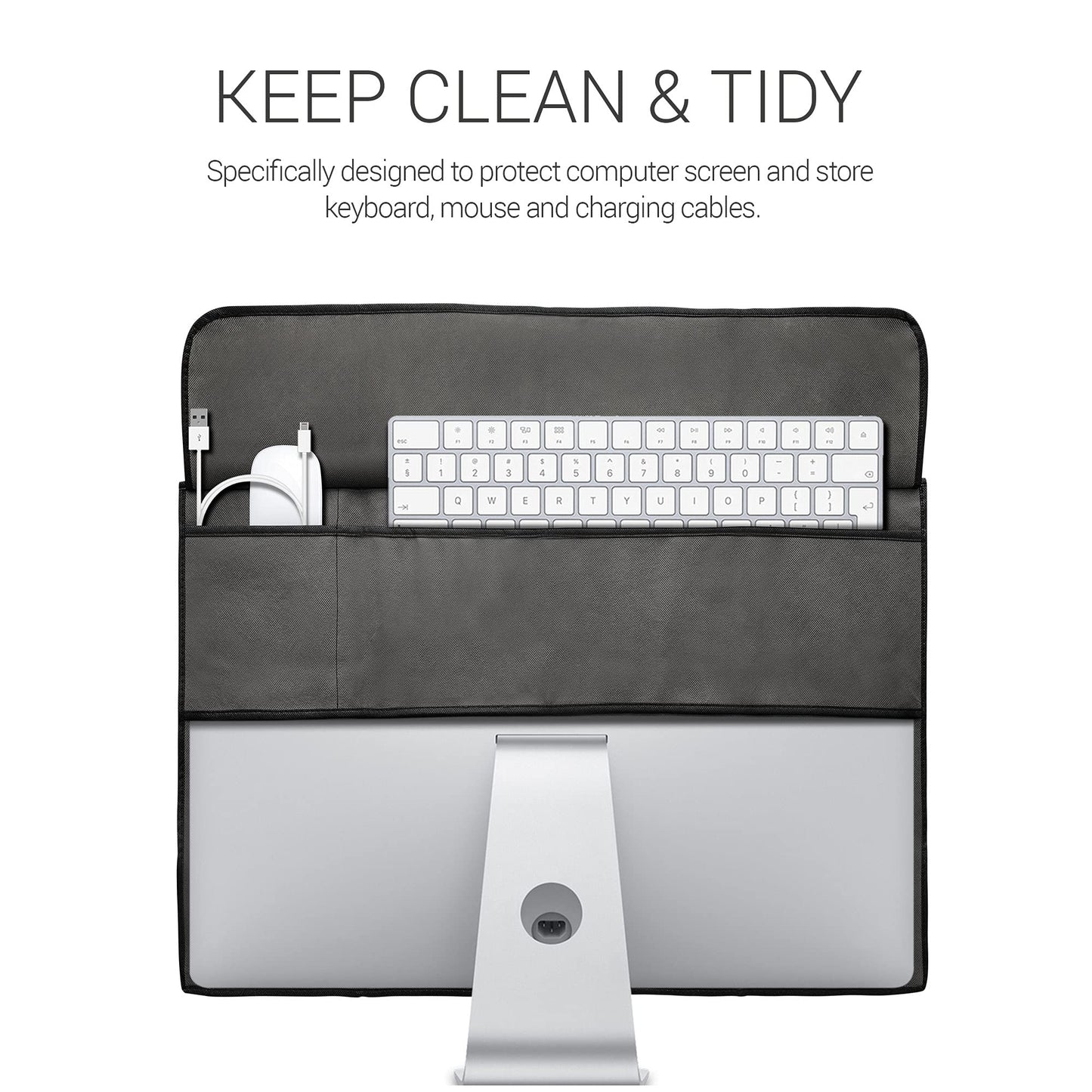 kwmobile Funda Compatible con Monitor de 24-26" - Protector 3en1 para Monitor Teclado y ratón - Gris Oscuro