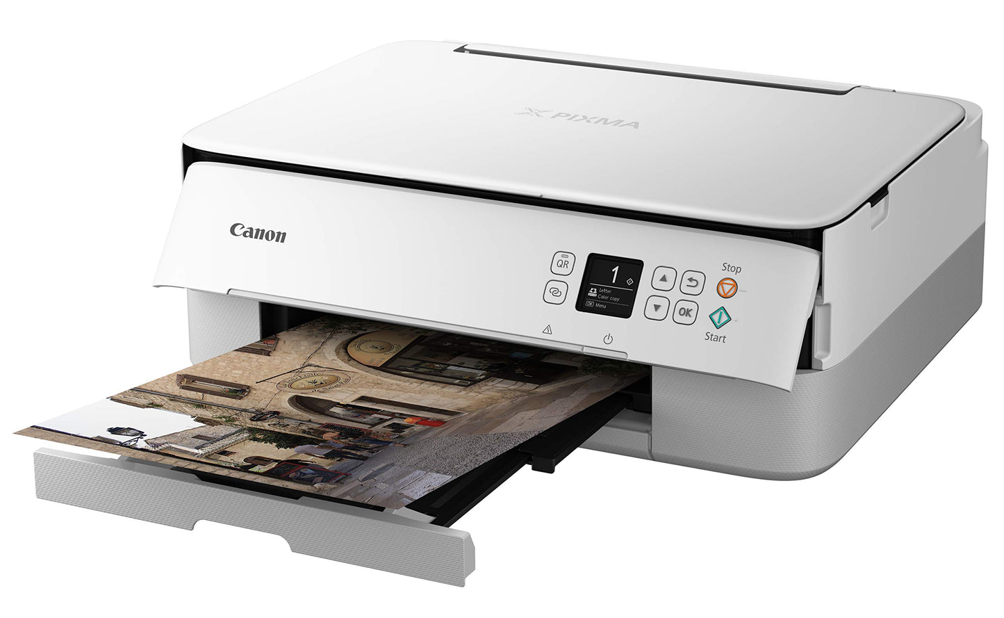 Canon PIXMA TS5320 Impresora inalámbrica Todo en uno, escáner, copiadora con AirPrint, Blanco, Funciona con Alexa