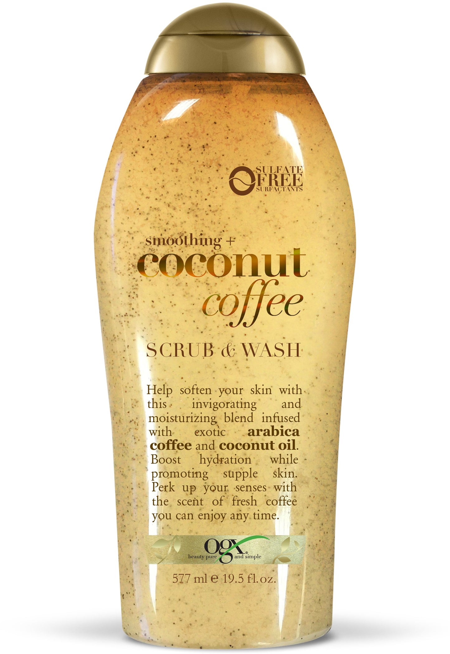 Body Wash Humectante OGX Aceite de Coco y Café Exfoliante