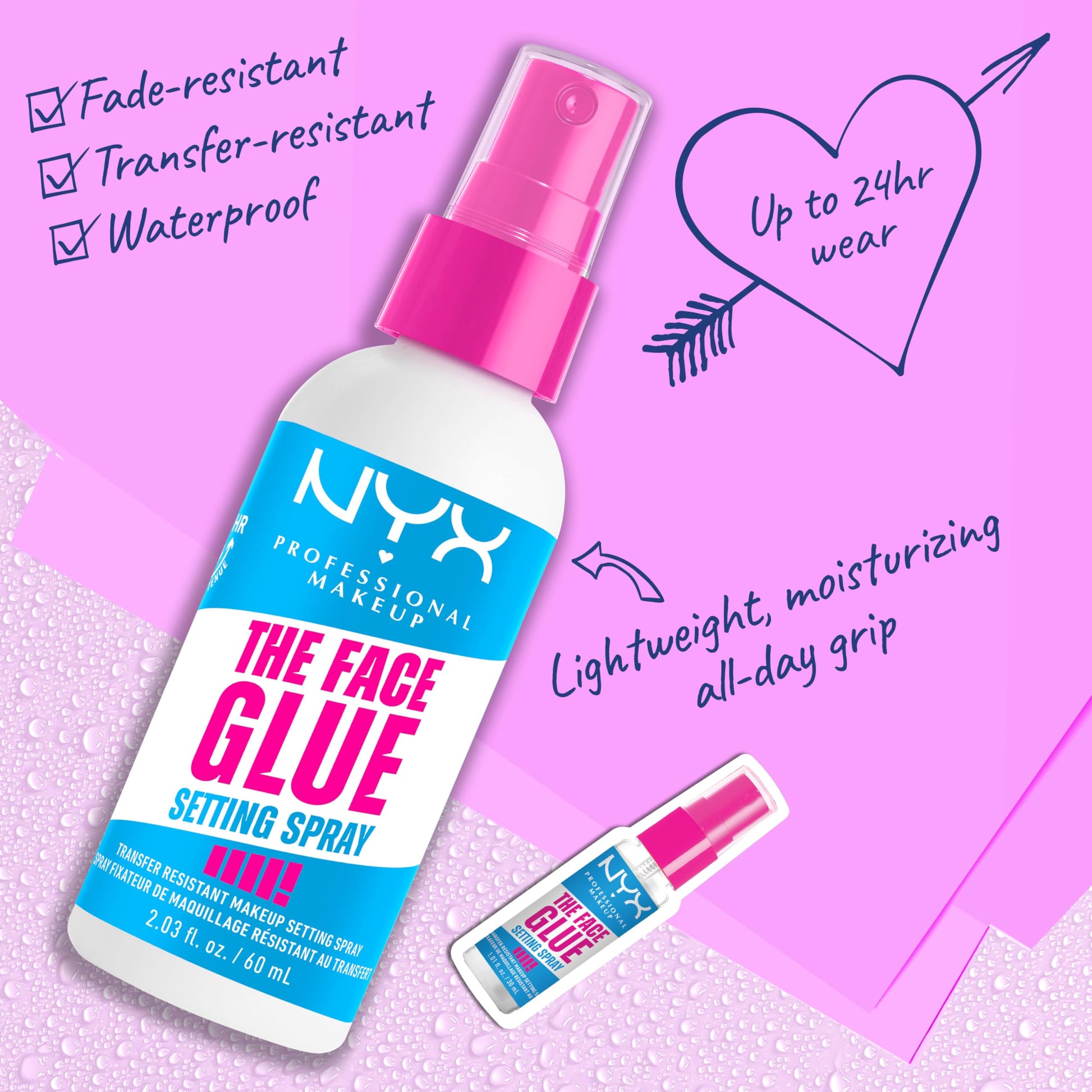 NYX PROFESSIONAL MAKEUP FACE GLUE SPRAY FIJADOR DE MAQUILLAJE (TRANSPARENTE)