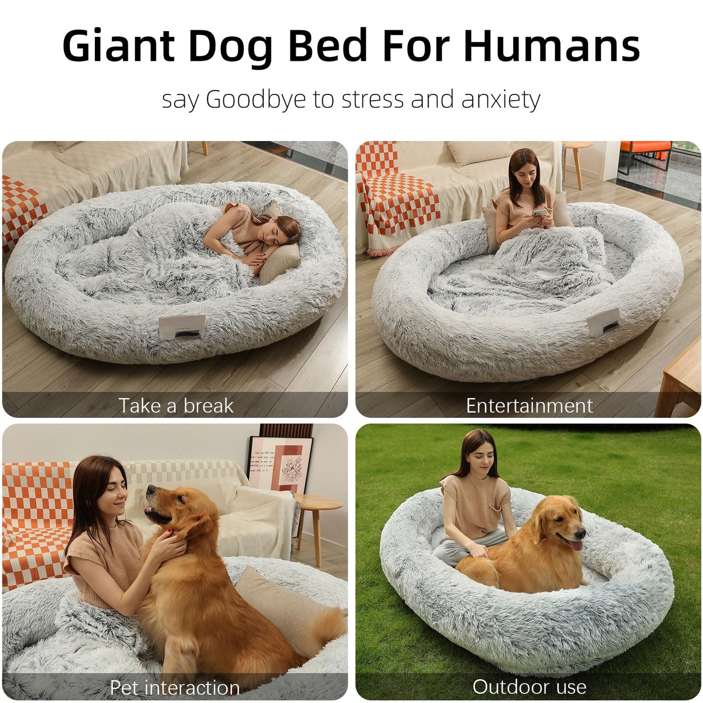 DMTINTA Cama Para Perros Humanos 75 "* 50" * 14 "Camas Para Perros Para Perros Grandes Cama Gigante Para Perros Cama Para Perros De Tamaño Humano Para Personas 3D Esponja Bean Bag Cama Desmontable Gra