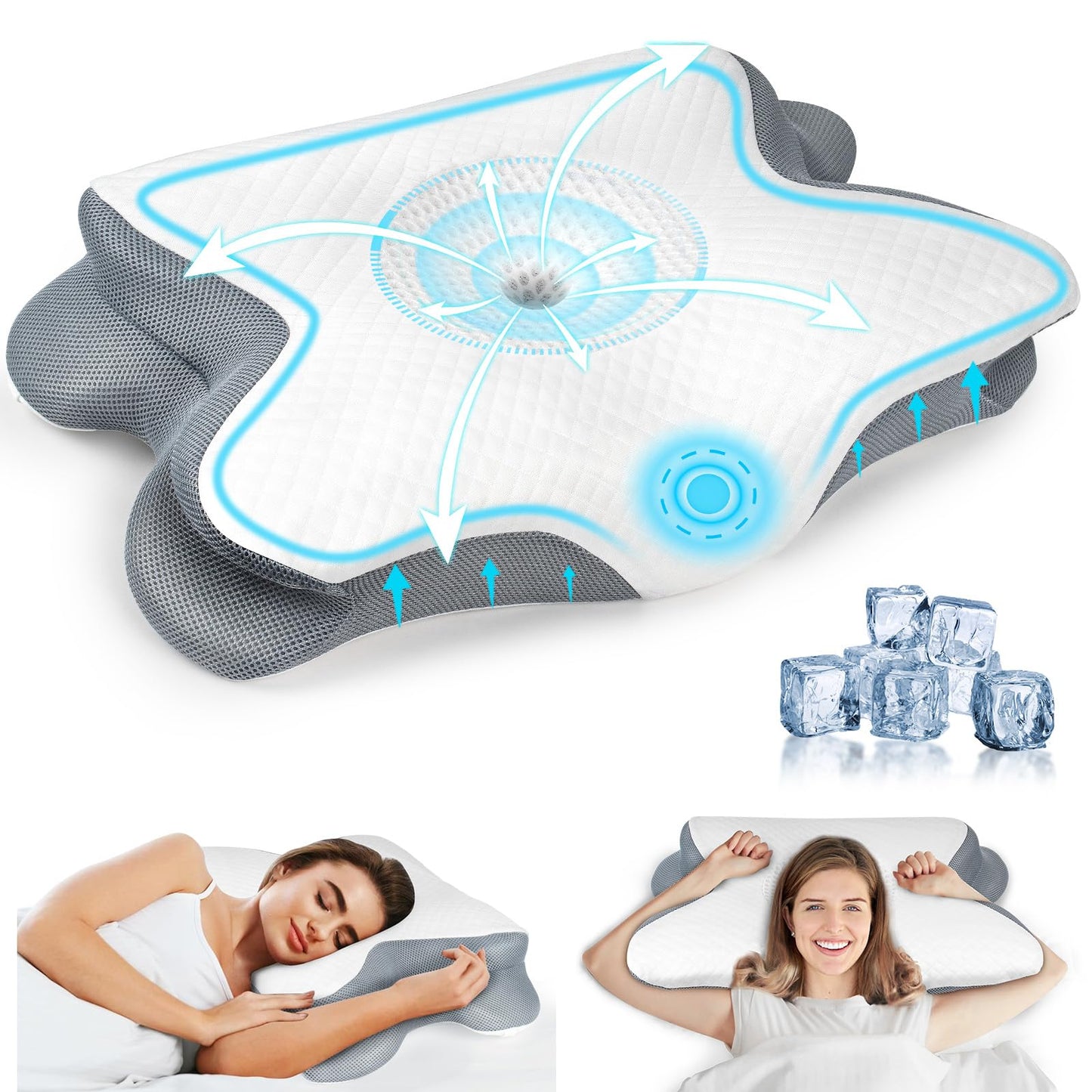 KIROGILY Almohada Memory Foam Cervical, Almohada Ortopédica Ergonómica para Dormir, Adecuada para Personas Que Duermen de Lado, Espalda y Estómago, con Funda de Almohada