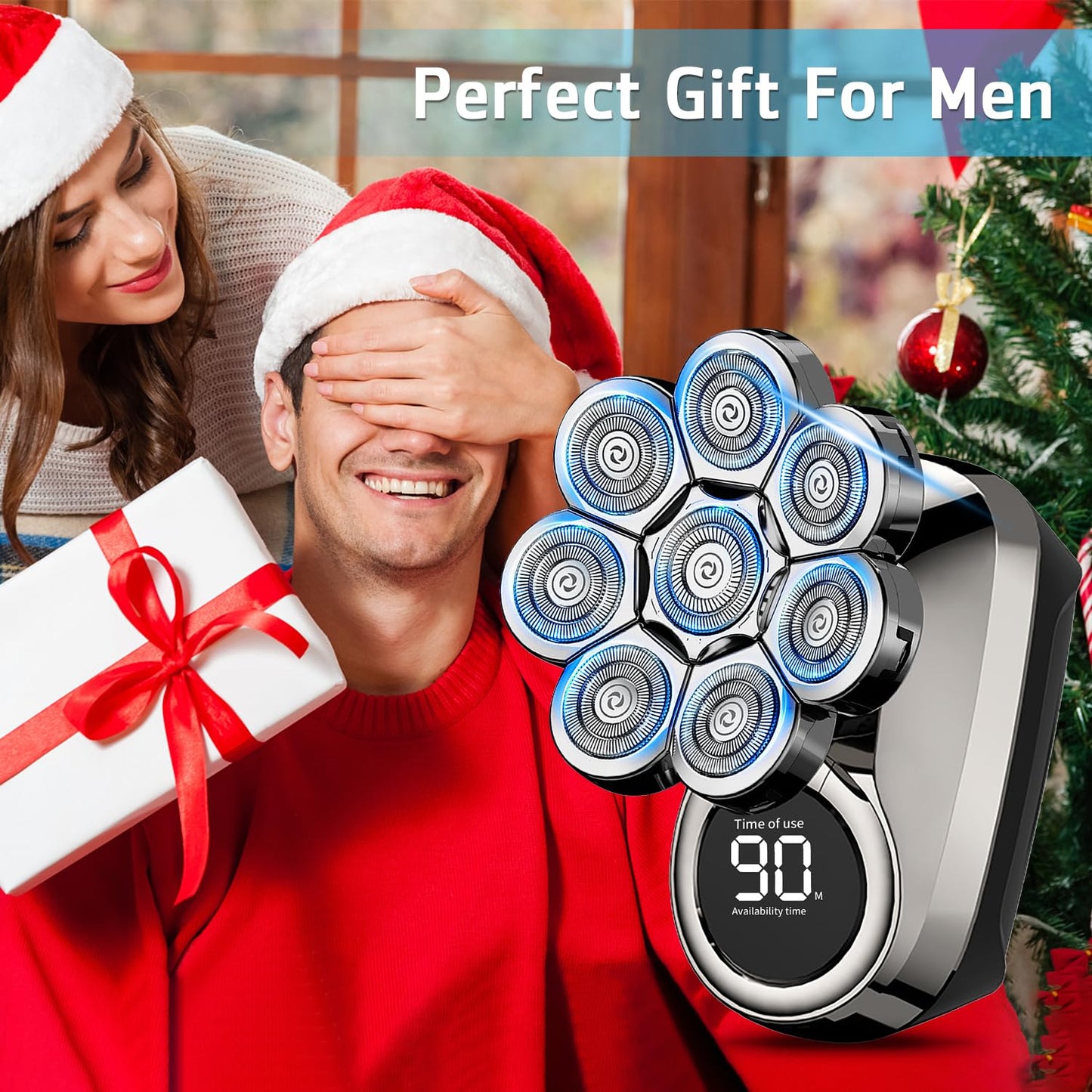Afeitadoras de cabeza para hombres, 8D mejoradas 6 en 1 para hombres calvos, impermeable, para afeitadora eléctrica húmeda/seca, kit de aseo para barba para hombres