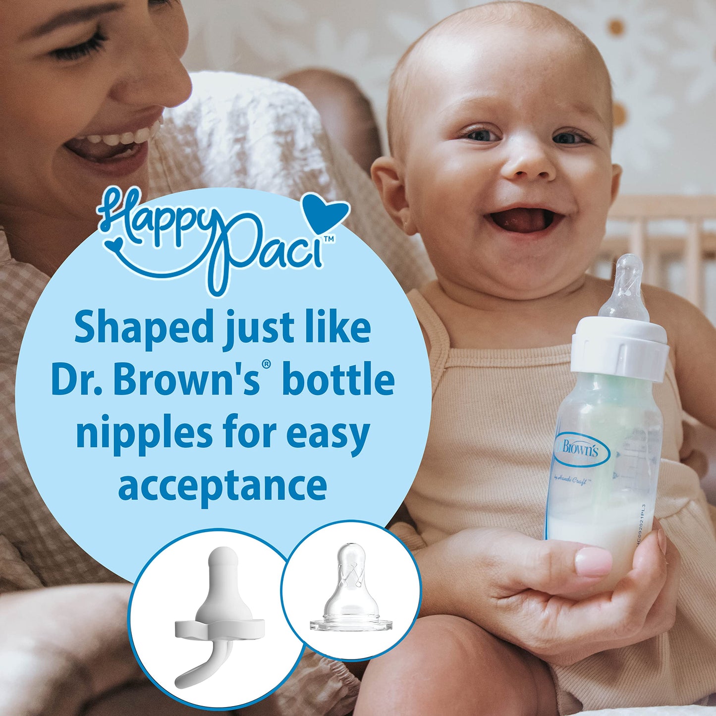 Chupete de Bebé Dr. Brown's Negro Gris Blanco Diseño Contorneado de Silicona para 0-6 Meses Paquete de 3