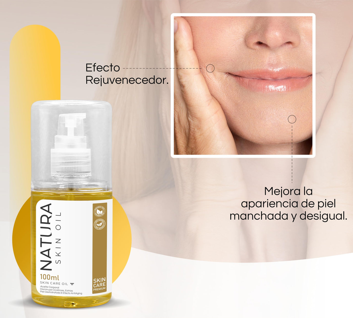Aceite reparador para cicatrices y estrías - Aceite corporal Natura Skin 100 ml.