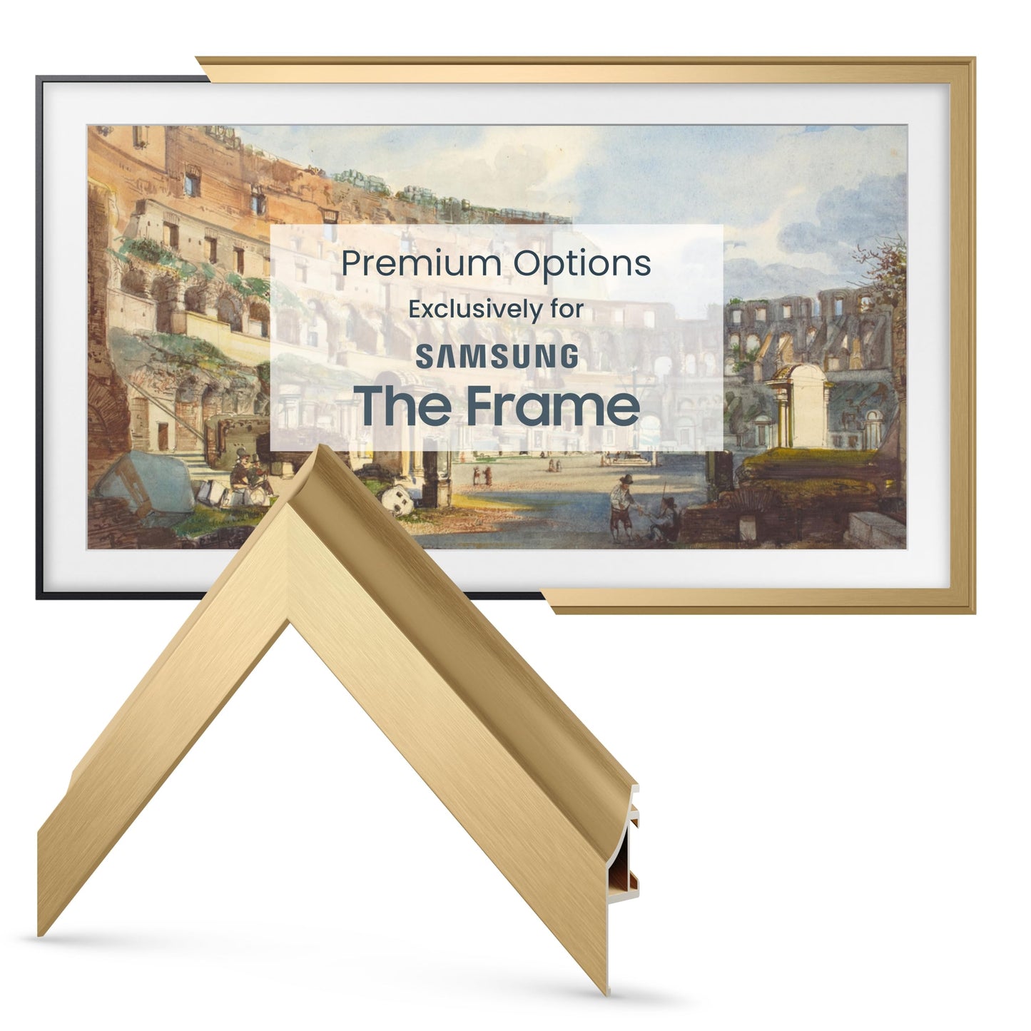Frame My TV Deco - Marcos de aleación para TV, bisel dorado pálido, compatible solo con Samsung The Frame TV y Pro (32 pulgadas, compatible con 2021-2025)