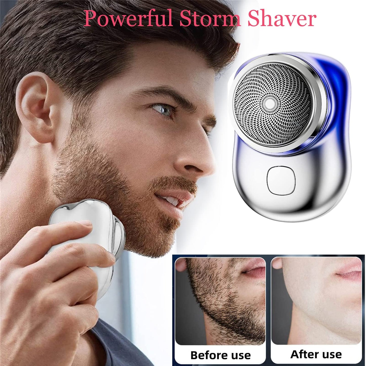 INXKED, Powerful Storm Shaver, 2023 Powerful Storm Shaver for Men, Afeitadora De Barba Para Hombre, Pocket Size Portable Shaver Wet and Dry Mens Razor USB Rechargeable (Silver)