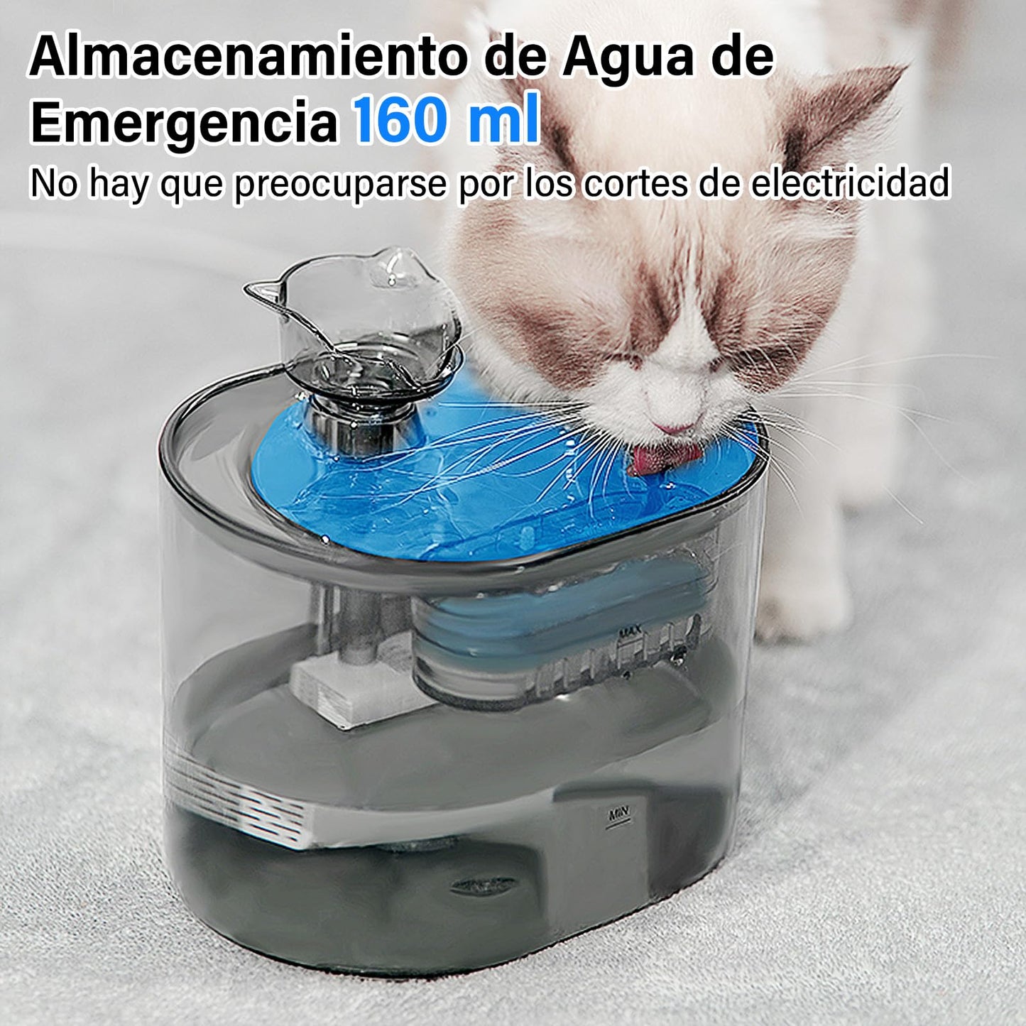 GALASALA Fuente de Agua para Gato, 2.2 L Bebedero para Gato Transparente con Filtro de Agua de Cuatro Capas, Fuente para Gato con Bomba de Agua Silenciosa Ajustable para Gatos, Perros y Mascotas
