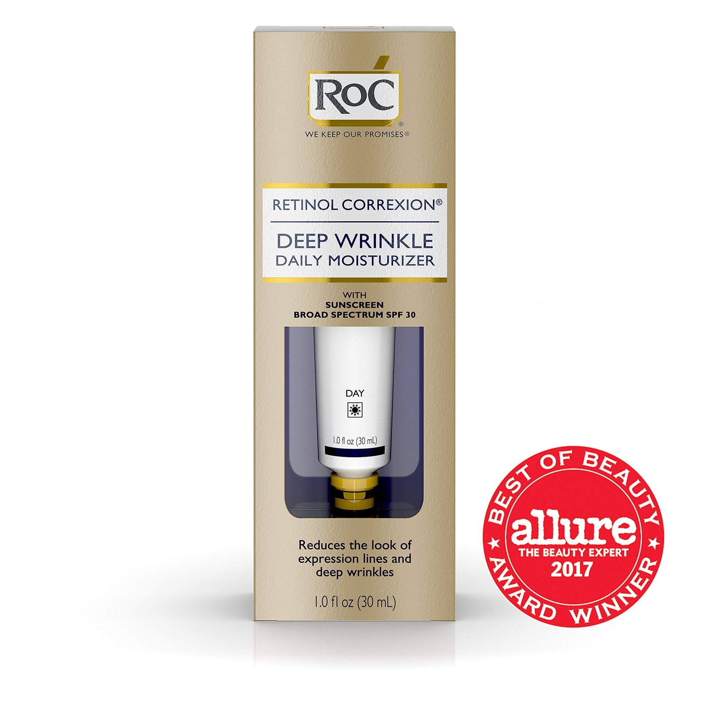 Roc Retinol Correxion Deep Wrinkle Daily Moisturizer, SPF 30, 1.0 Ounce Tube