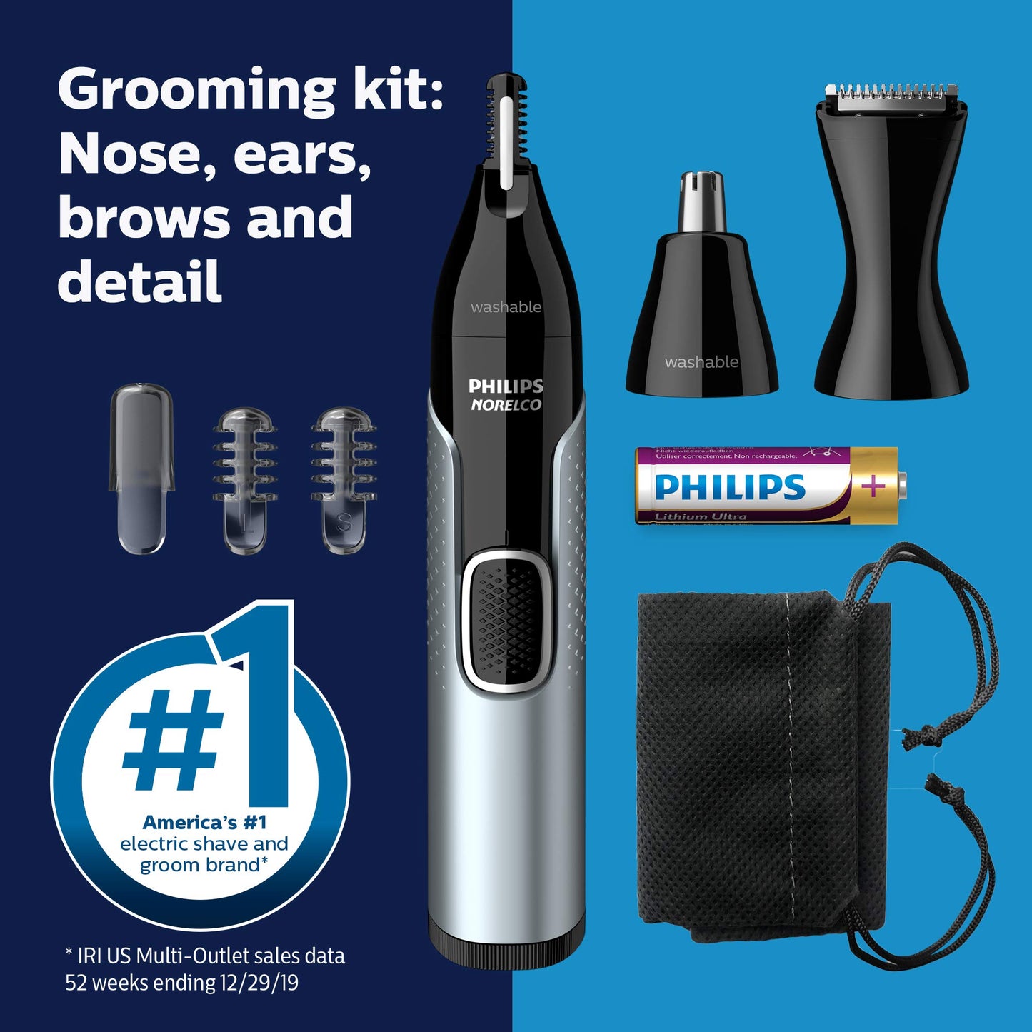 Philips Recortadora de nariz 5000 para nariz, orejas, cejas, kit de recorte, NT5600/62