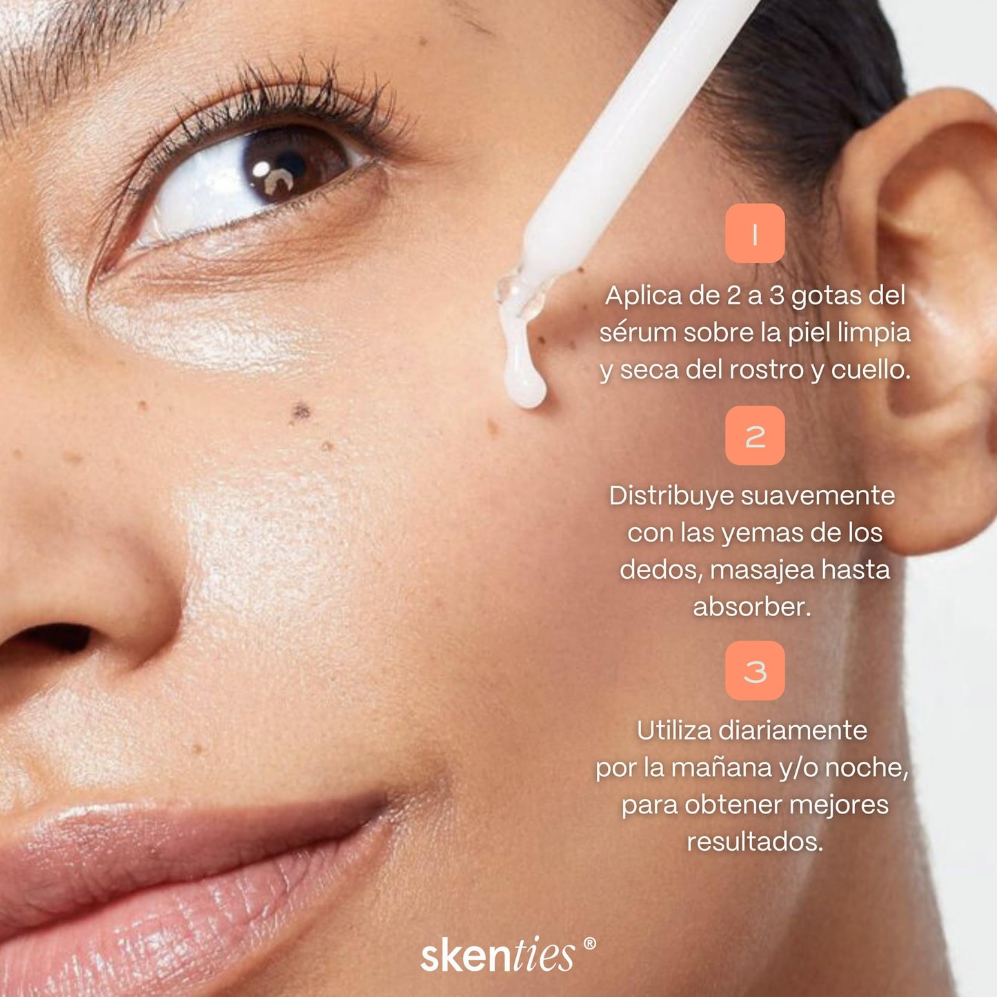 Skenties Sérum Hidratante con Ácido Hialurónico, Niacinamida y Vitamina E - Controla Grasa, Reduce Poros e Imperfecciones - FPS 15 - Hidratación Profunda - 30 ml