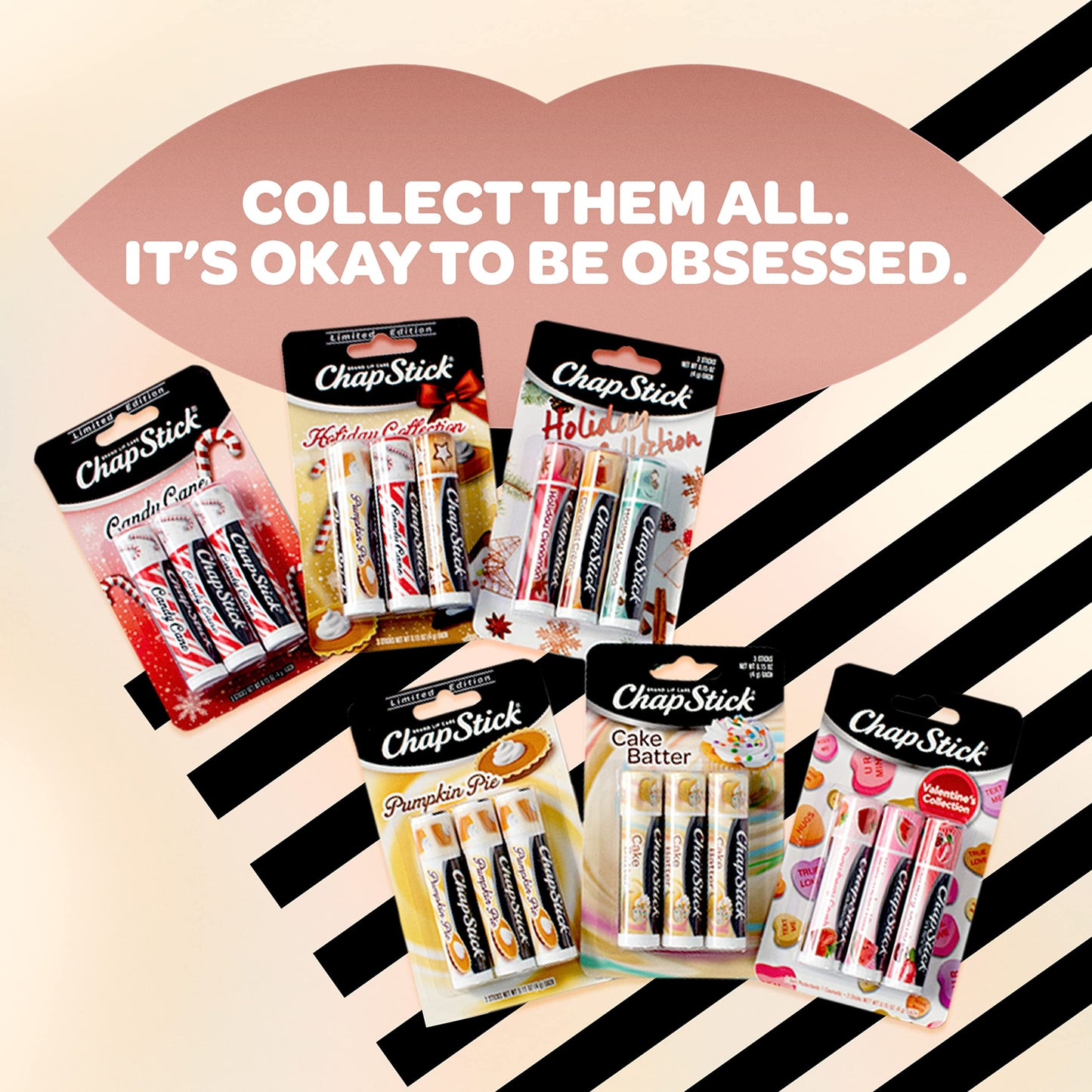 ChapStick Classic (3 Sticks) Cake Batter Flavor Skin Protectant Flavored Lip Balm Tube, Limited Edition, 0.15 Ounce Each
