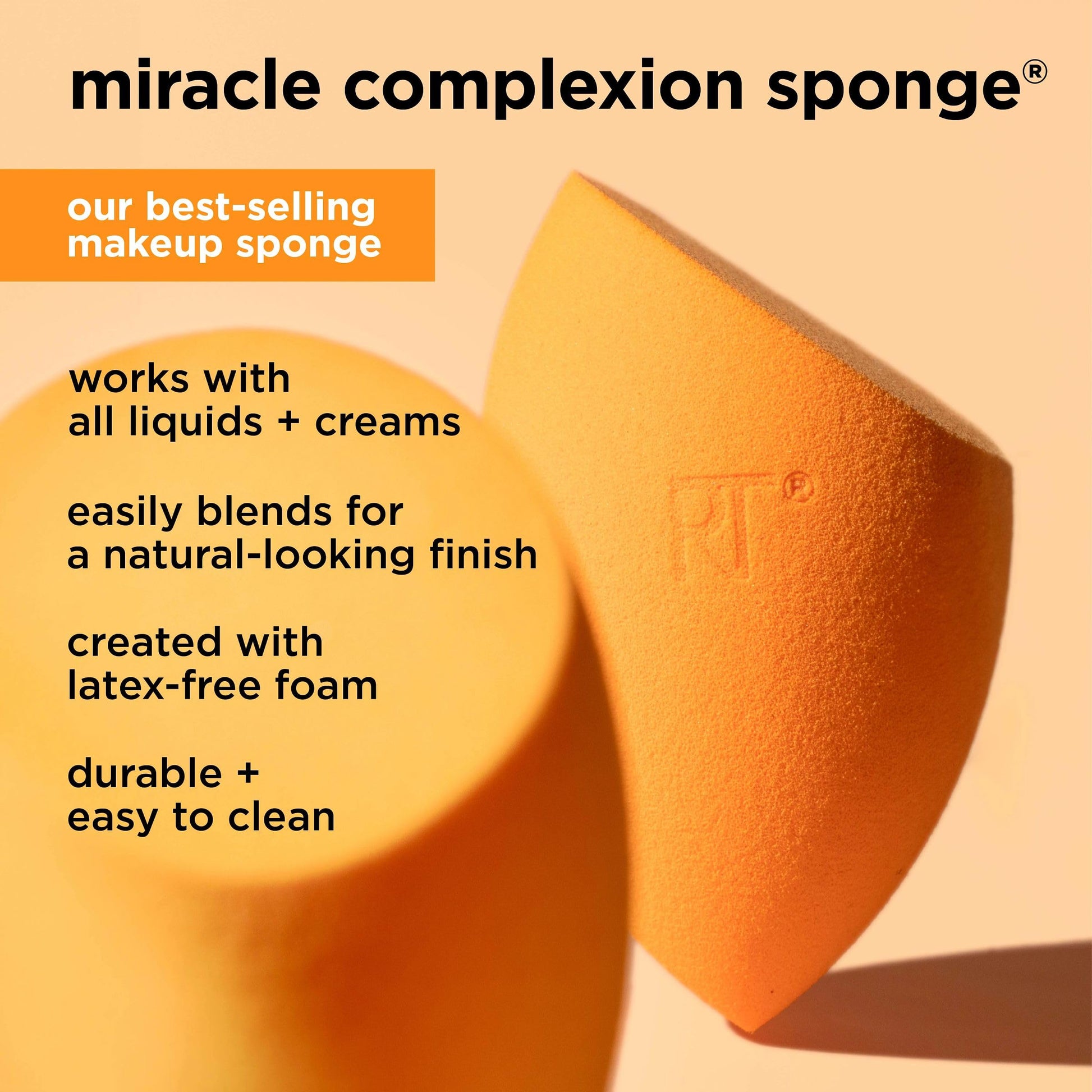 Real Techniques, Esponja Miracle Complexion, Esponja de Maquillaje Multifuncional 3 en 1, Tecnología de Espuma