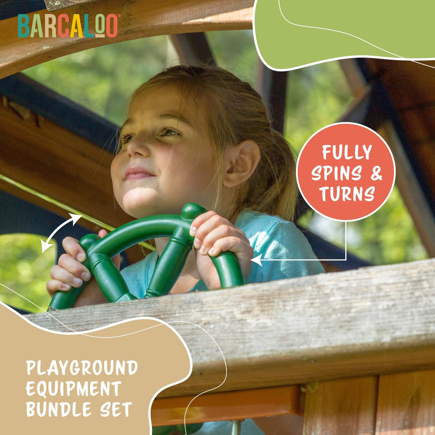 Accesorios para patio de juegos al aire última intervensión para niños, telescopio pirata, volante, barras de mango de seguridad verde, equipo de parque infantil, patio trasero, casa de juegos, gimnasio de la selva, columpio, barco pirata
