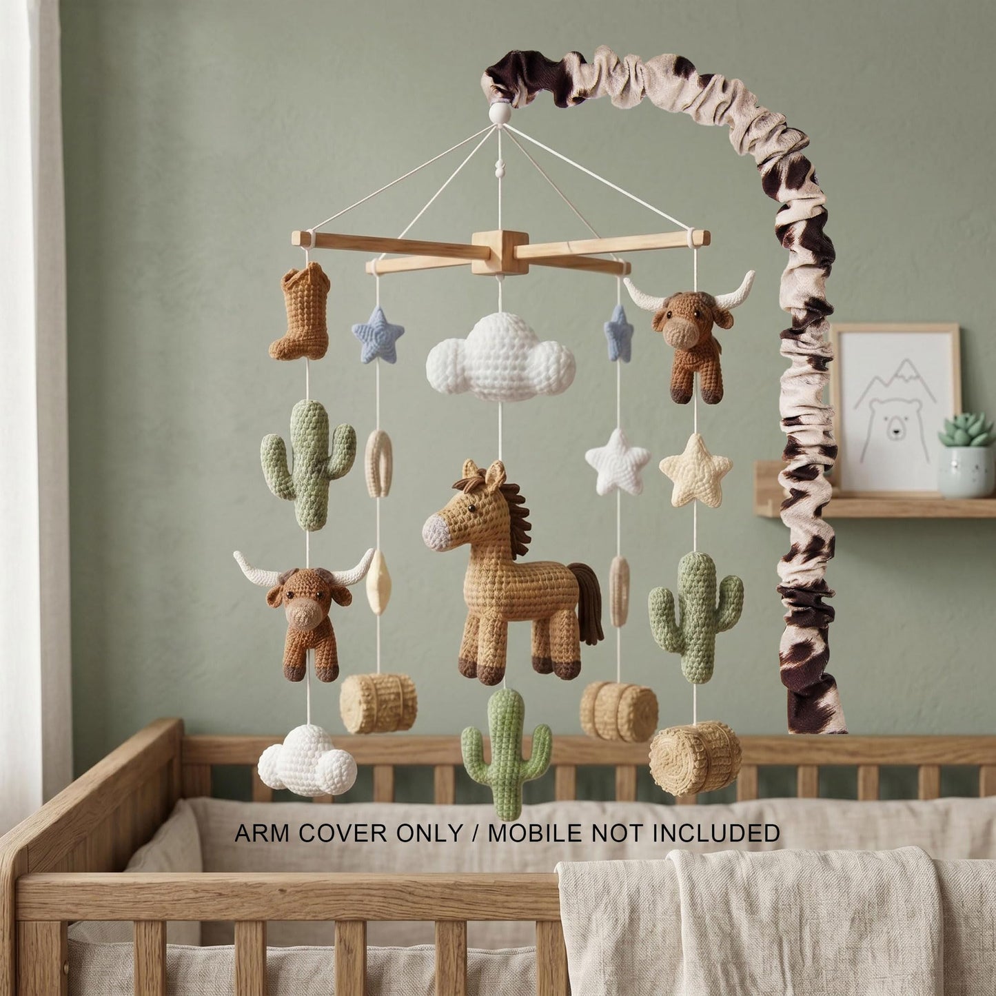Glenna Jean Cow Hide Mobile Arm Cover 54", Crib, Baby Nursery