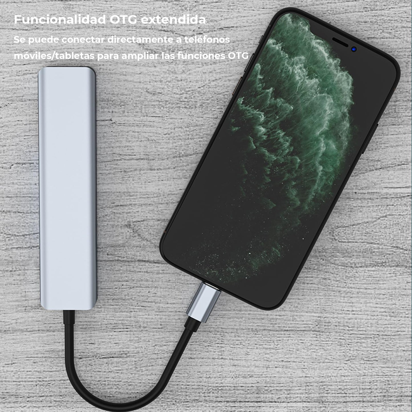 Adaptador USB C WULAR HUB 7 en 1 Gris HDMI 4K para MacBook y DELL