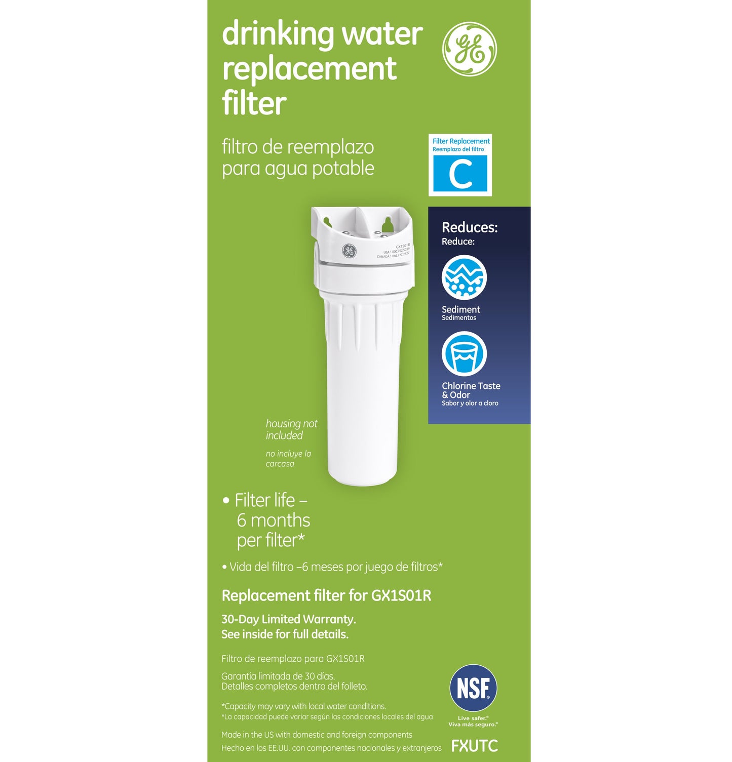 GE FXUTC Drinking Water System Replacement Filter