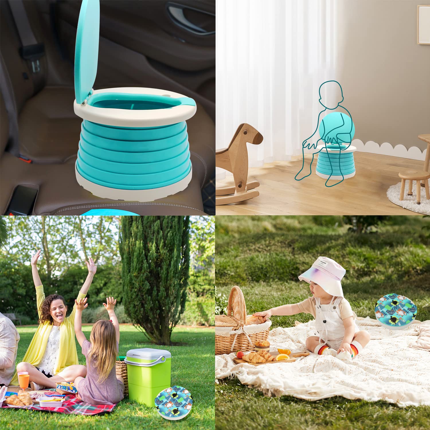 Asiento Plegable de Viaje para Niños Verde para Camping y Viajes